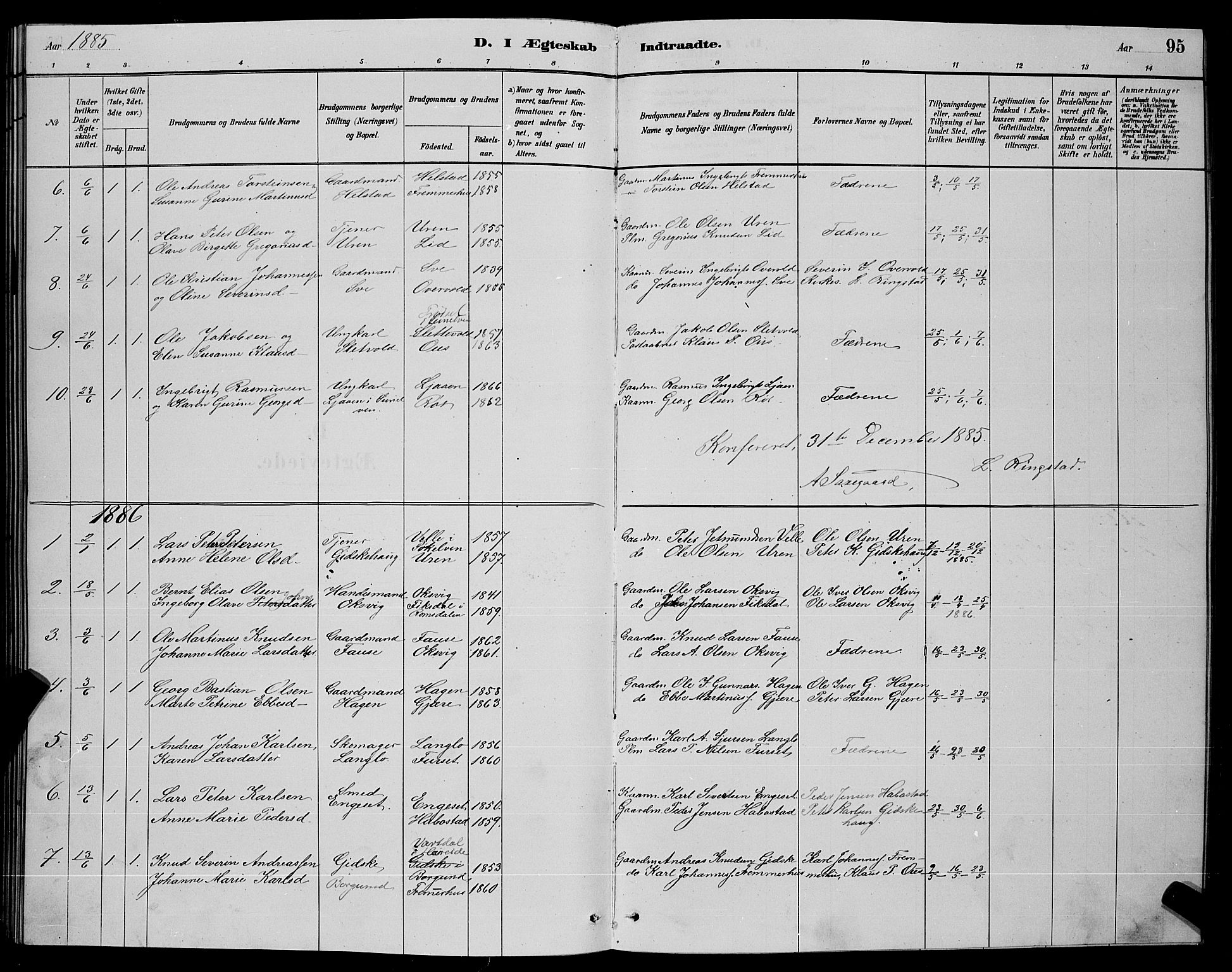 Ministerialprotokoller, klokkerbøker og fødselsregistre - Møre og Romsdal, SAT/A-1454/520/L0292: Parish register (copy) no. 520C04, 1882-1901, p. 95