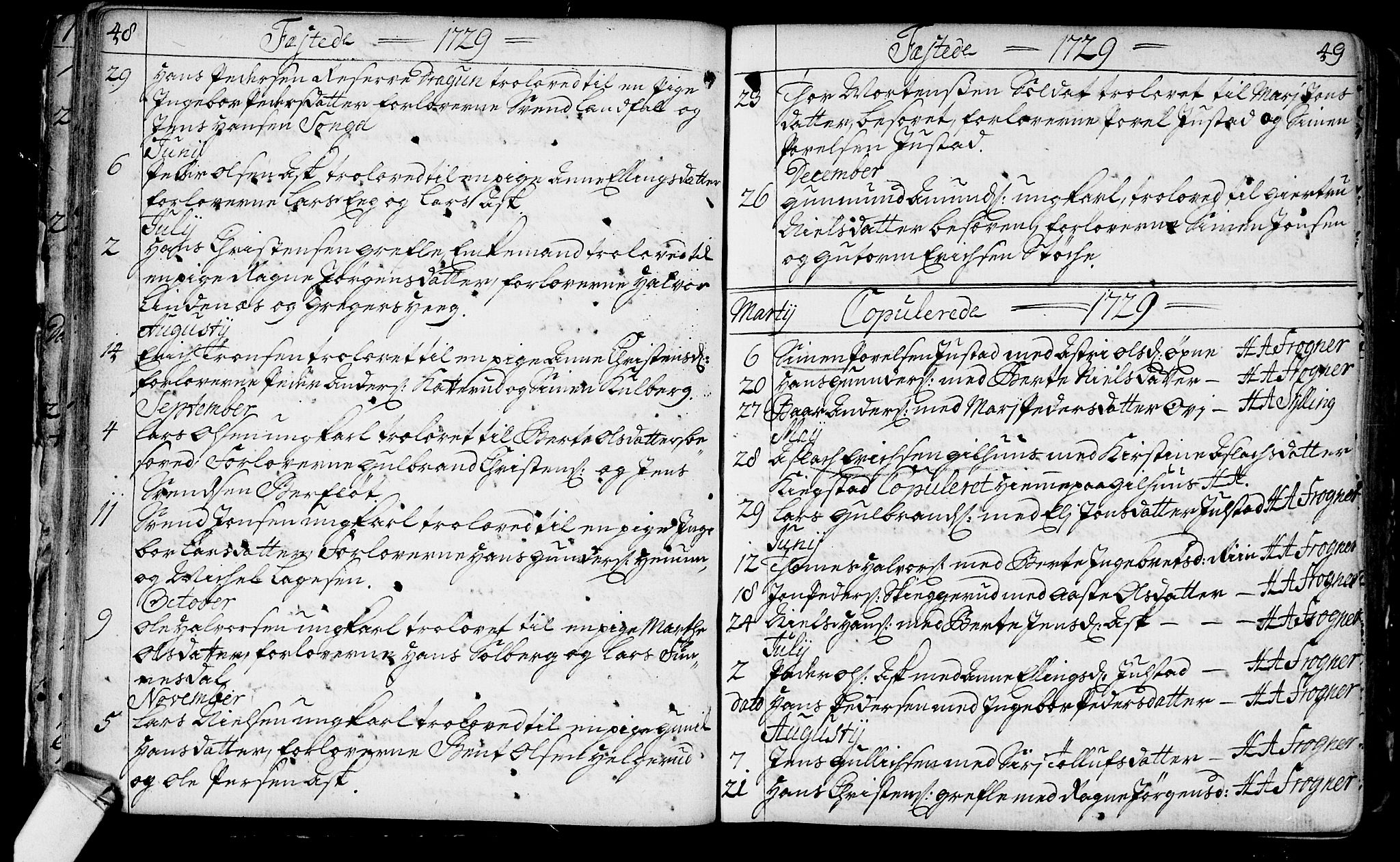 Lier kirkebøker, AV/SAKO-A-230/F/Fa/L0003: Parish register (official) no. I 3, 1727-1748, p. 48-49