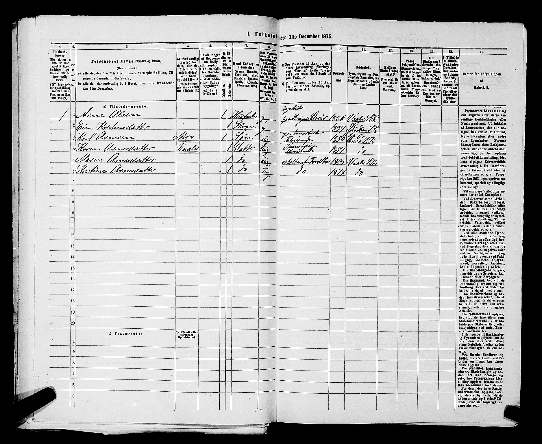 RA, 1875 census for 0137P Våler, 1875, p. 559