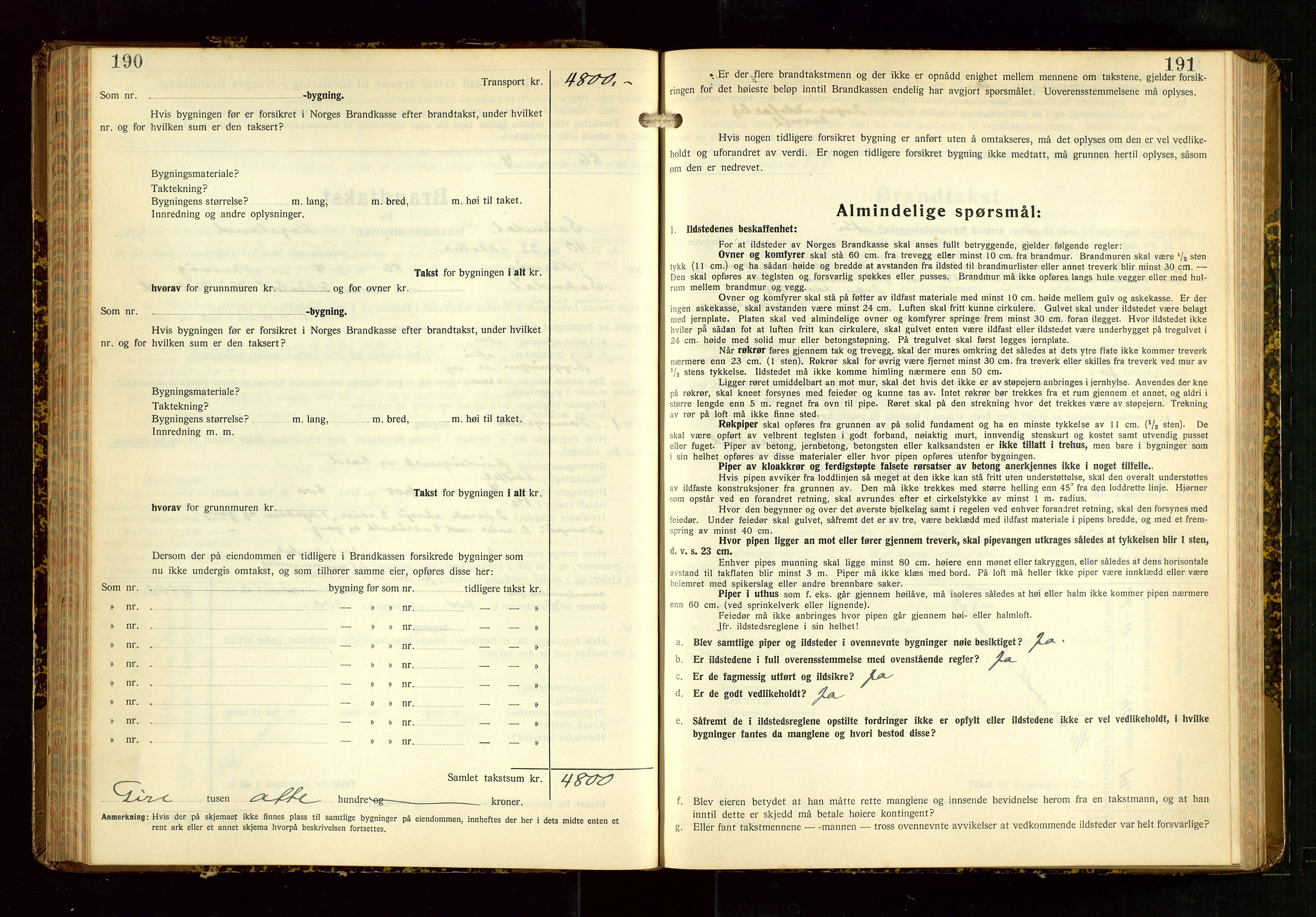 Sokndal lensmannskontor, AV/SAST-A-100417/Gob/L0008: "Brandtakst-Protokoll", 1937-1955, p. 190-191