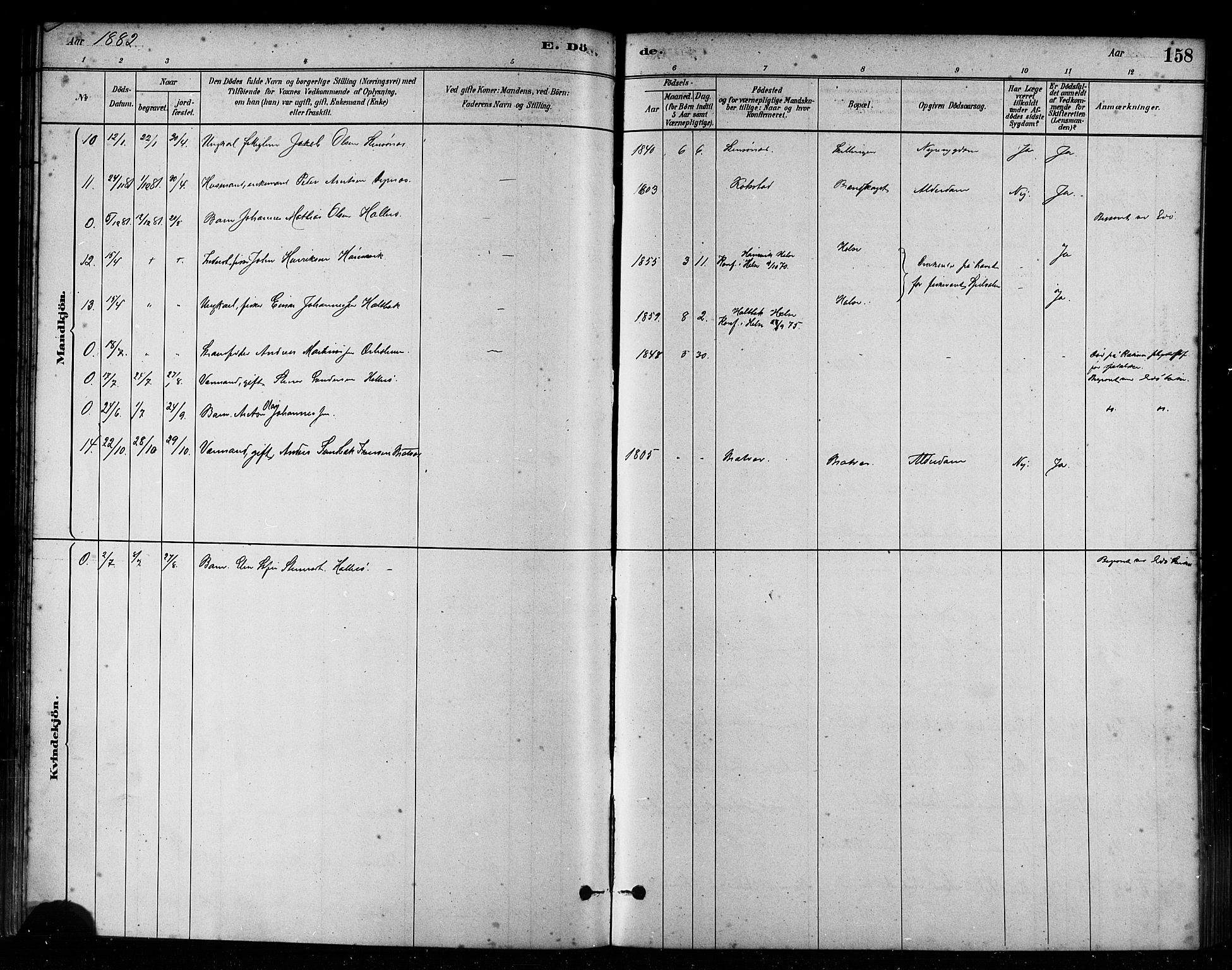 Ministerialprotokoller, klokkerbøker og fødselsregistre - Møre og Romsdal, AV/SAT-A-1454/582/L0947: Parish register (official) no. 582A01, 1880-1900, p. 158