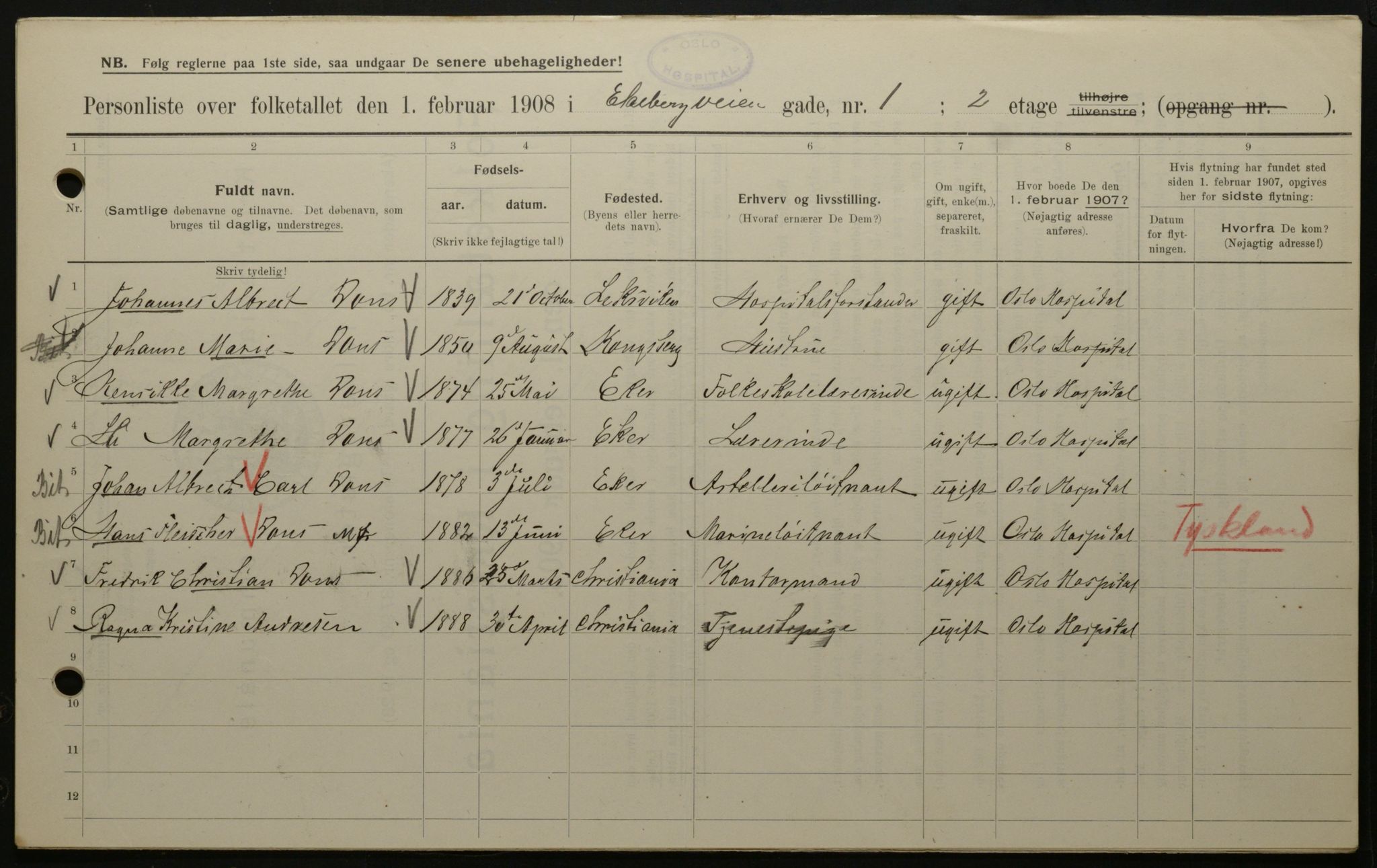 OBA, Municipal Census 1908 for Kristiania, 1908, p. 18424