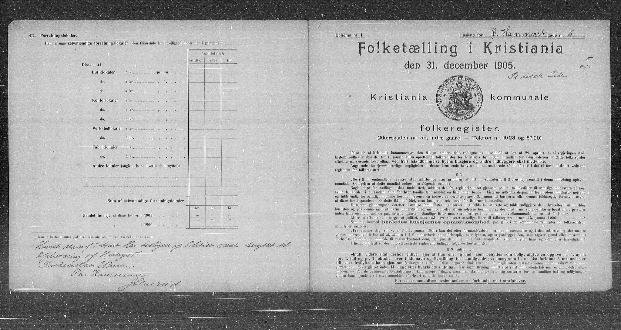 OBA, Municipal Census 1905 for Kristiania, 1905, p. 68261