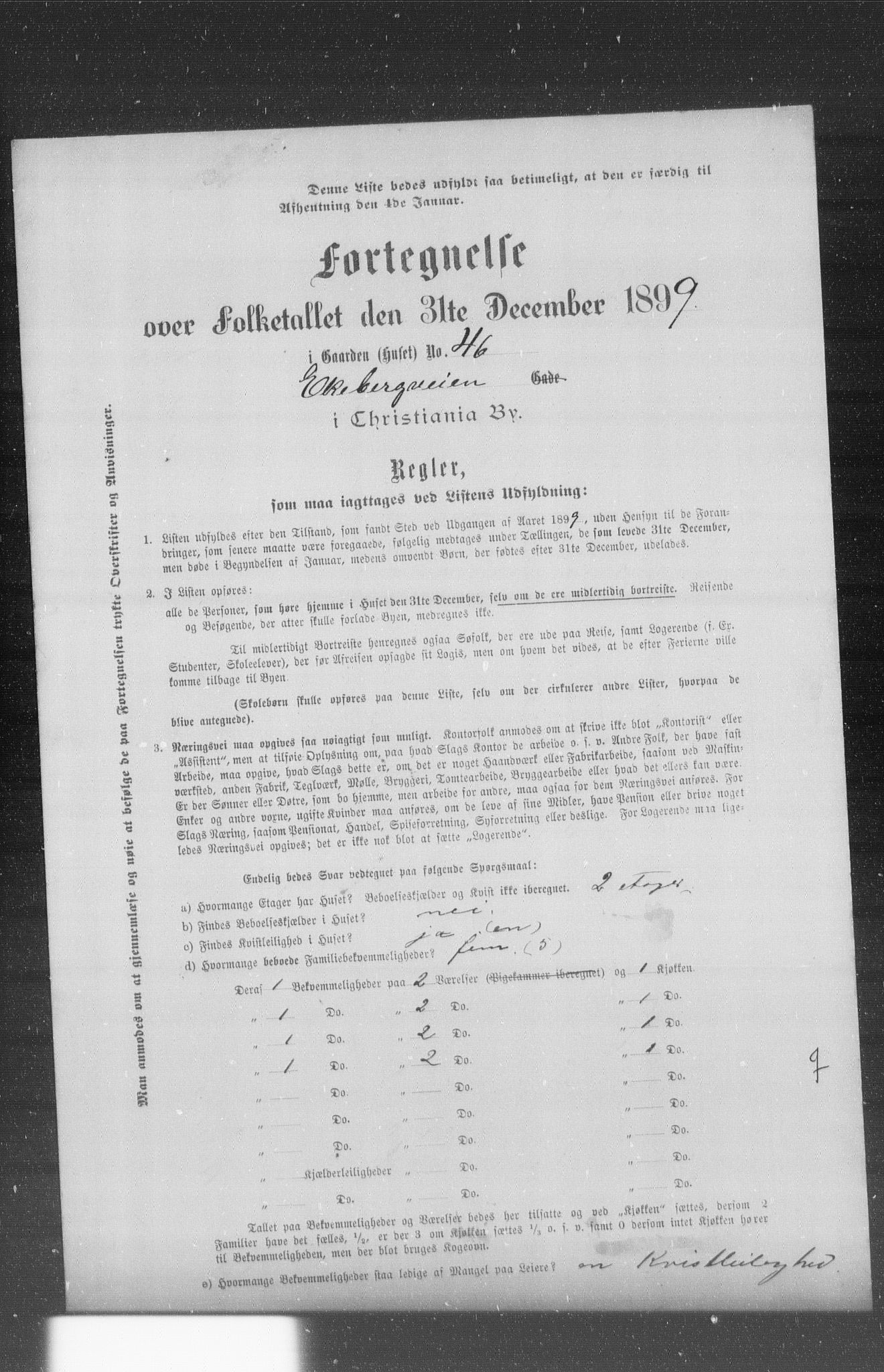 OBA, Municipal Census 1899 for Kristiania, 1899, p. 2600