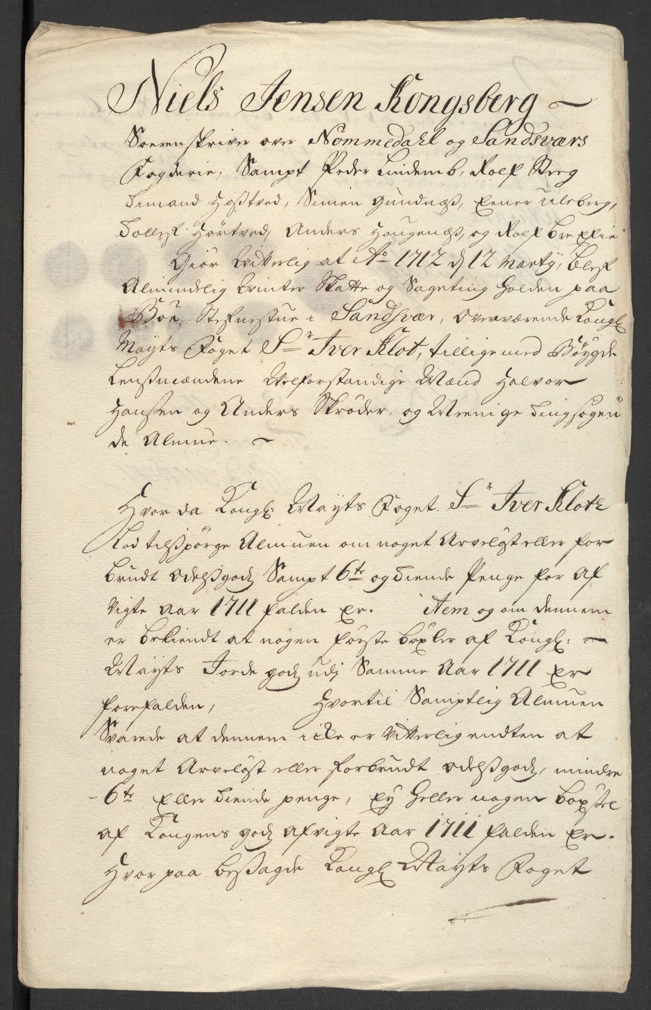 Rentekammeret inntil 1814, Reviderte regnskaper, Fogderegnskap, AV/RA-EA-4092/R24/L1586: Fogderegnskap Numedal og Sandsvær, 1711, p. 50