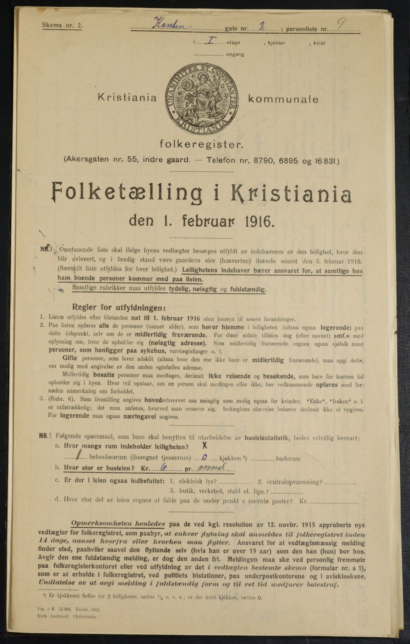 OBA, Municipal Census 1916 for Kristiania, 1916, p. 49193