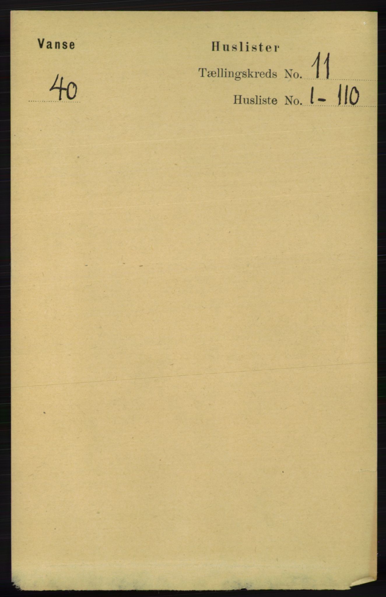 RA, 1891 census for 1041 Vanse, 1891, p. 6078