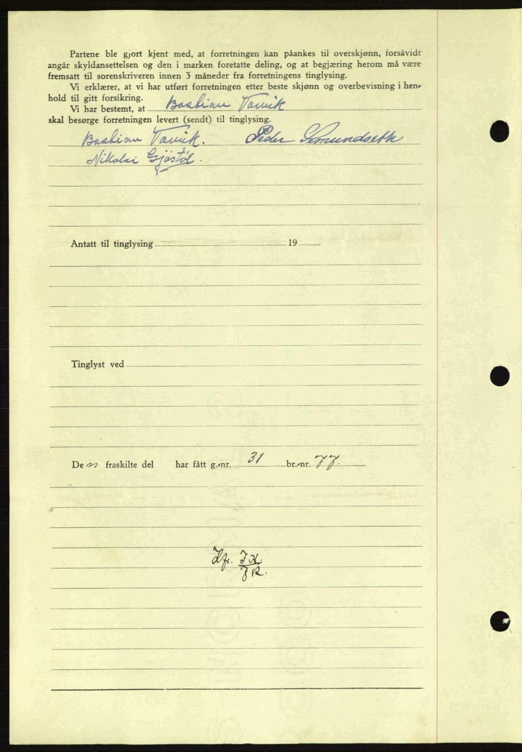 Nordmøre sorenskriveri, AV/SAT-A-4132/1/2/2Ca: Mortgage book no. A94, 1942-1943, Diary no: : 90/1943