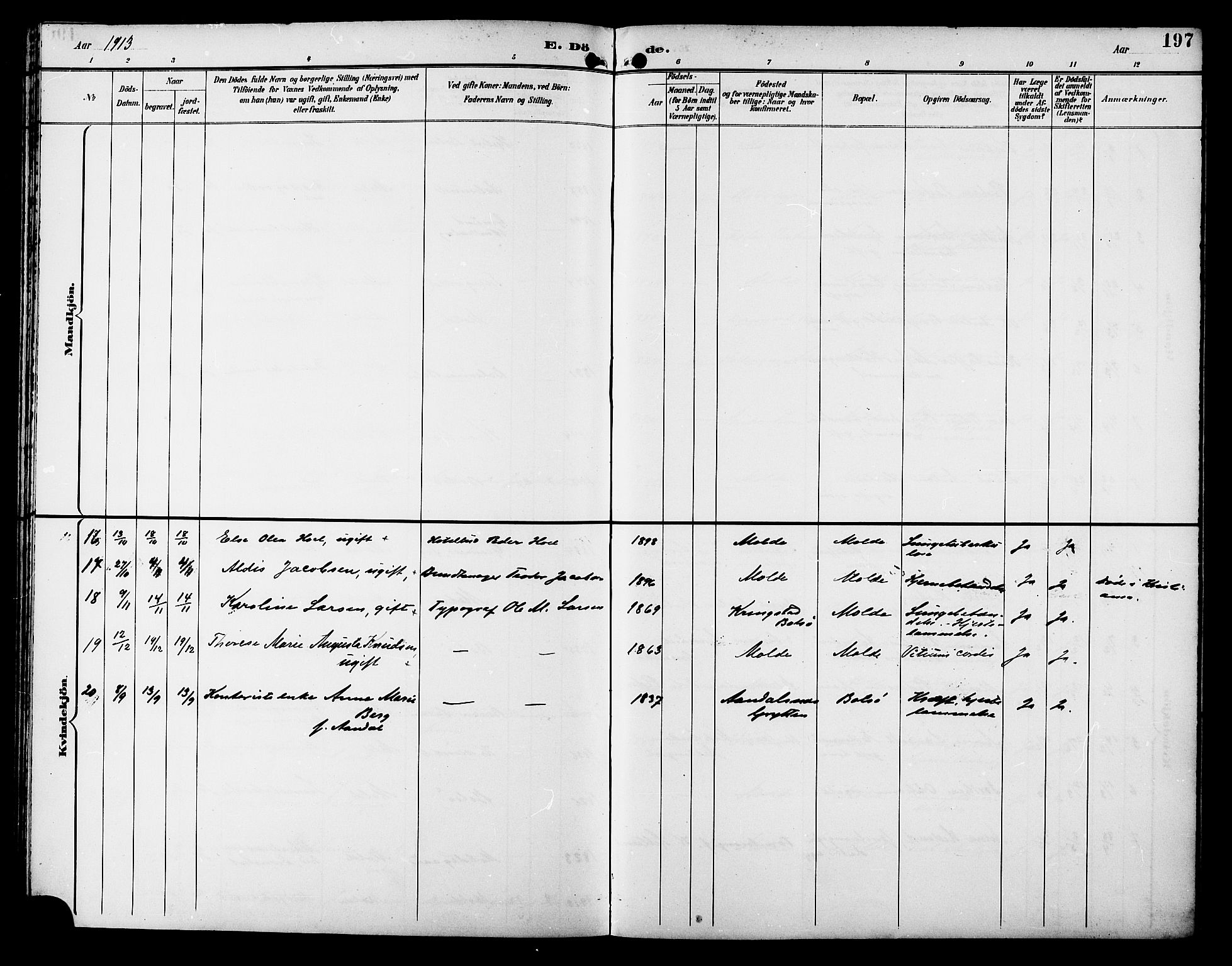 Ministerialprotokoller, klokkerbøker og fødselsregistre - Møre og Romsdal, AV/SAT-A-1454/558/L0702: Parish register (copy) no. 558C03, 1894-1915, p. 197