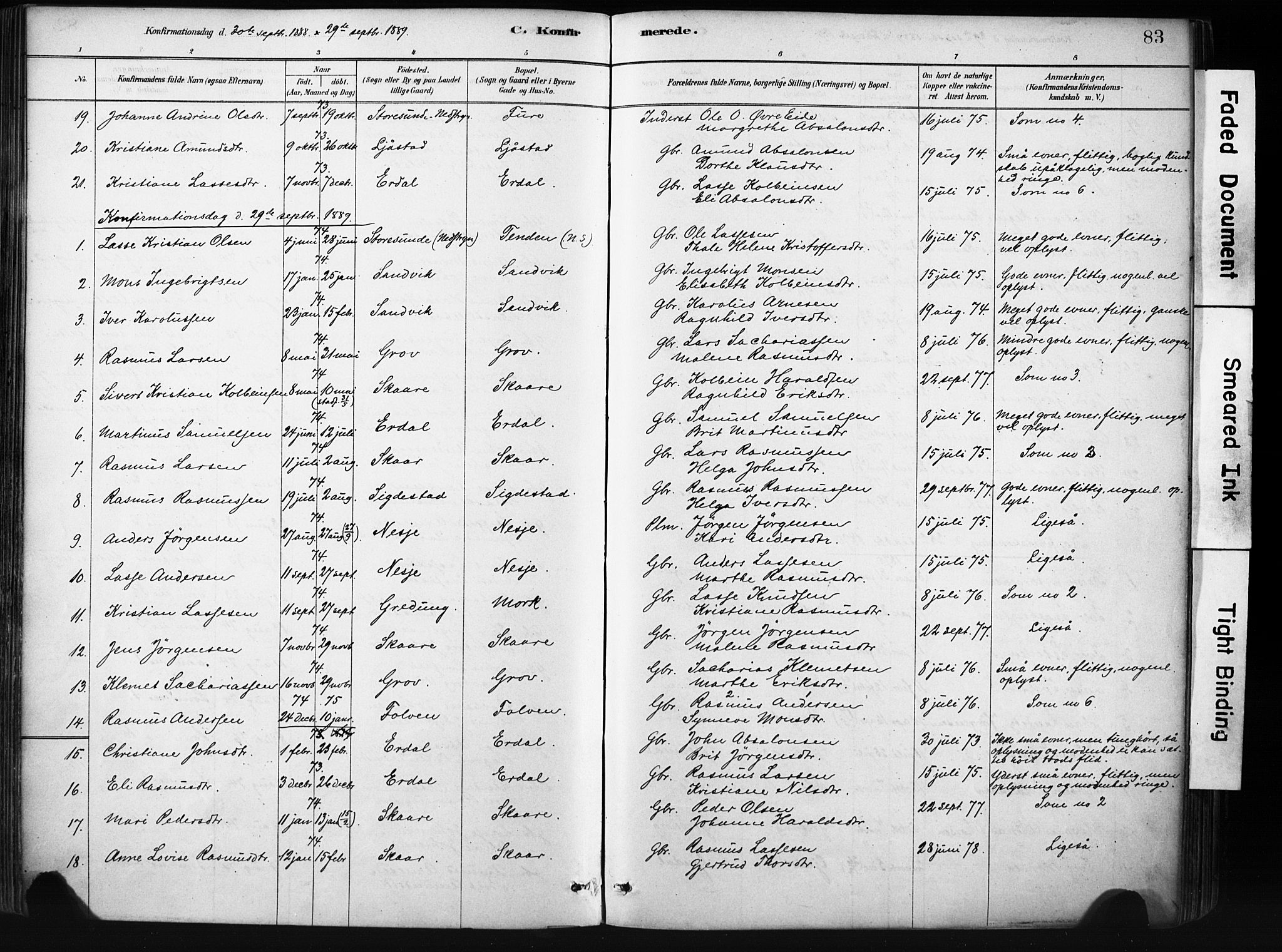 Stryn Sokneprestembete, AV/SAB-A-82501: Parish register (official) no. D 1, 1878-1907, p. 83