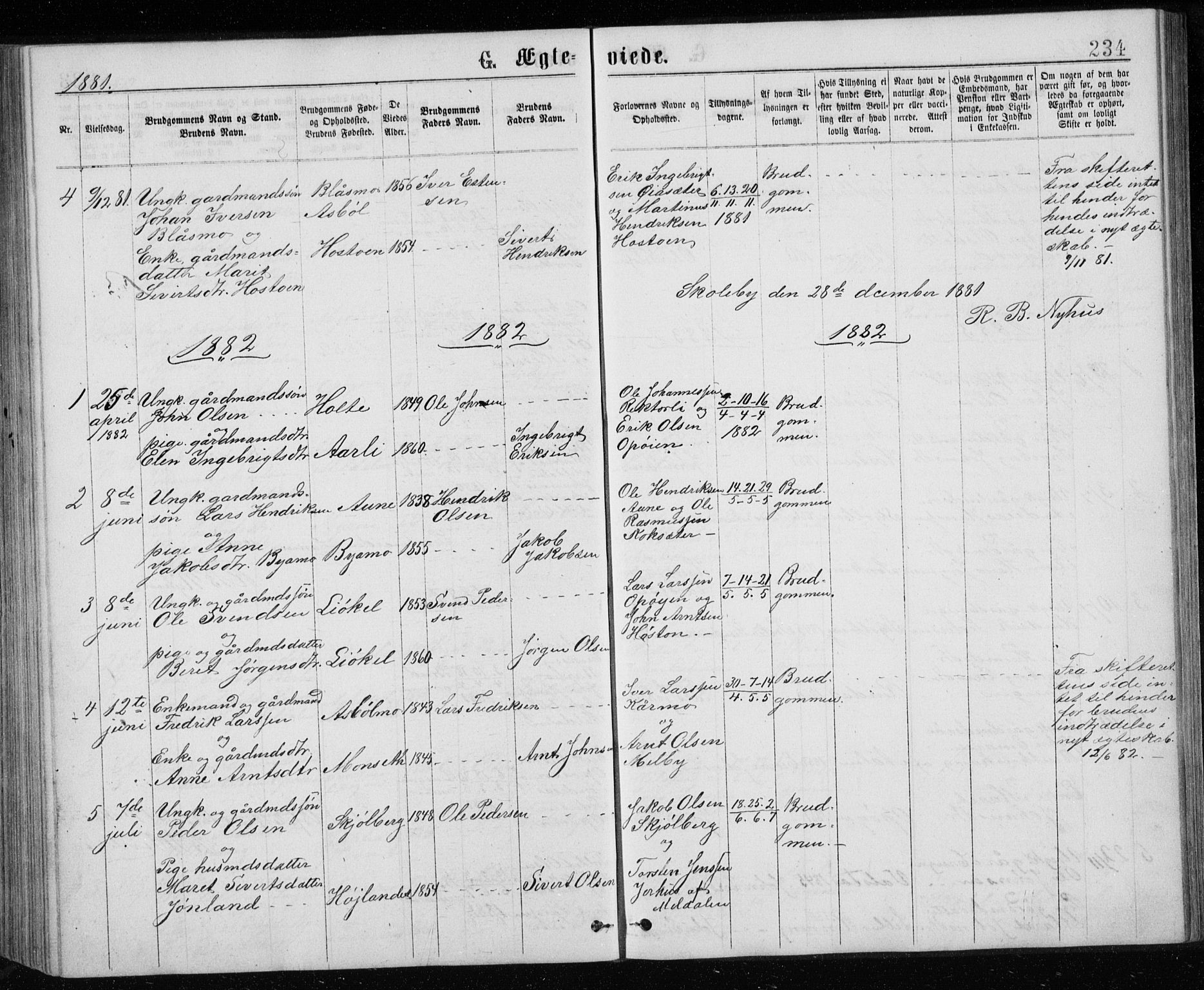 Ministerialprotokoller, klokkerbøker og fødselsregistre - Sør-Trøndelag, SAT/A-1456/671/L0843: Parish register (copy) no. 671C02, 1873-1892, p. 234