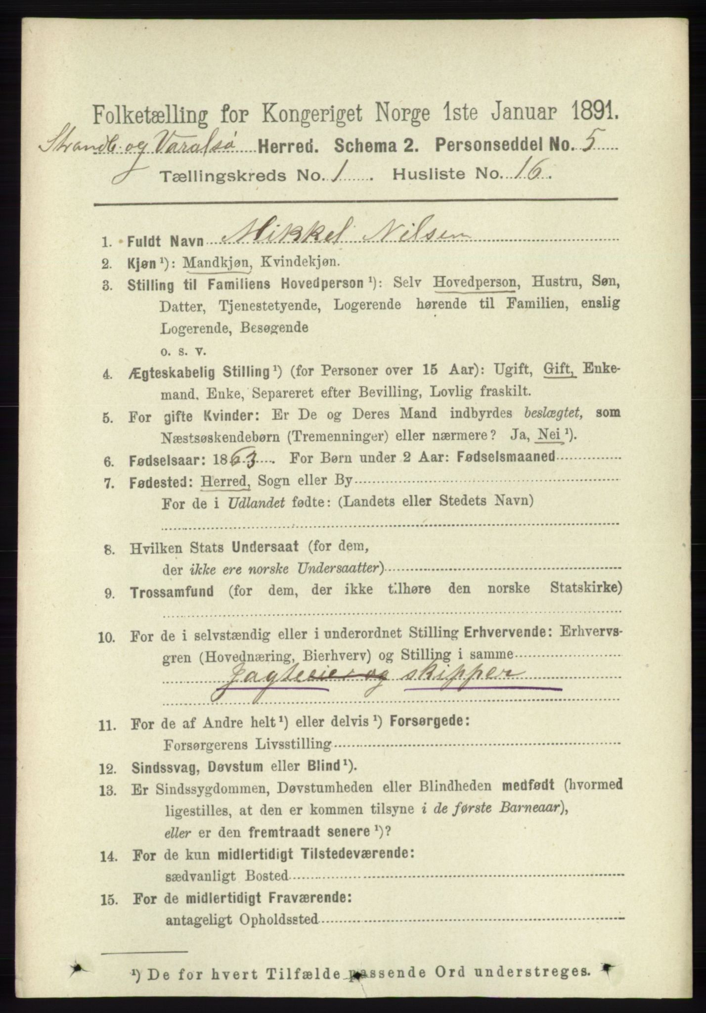 RA, 1891 census for 1226 Strandebarm og Varaldsøy, 1891, p. 177