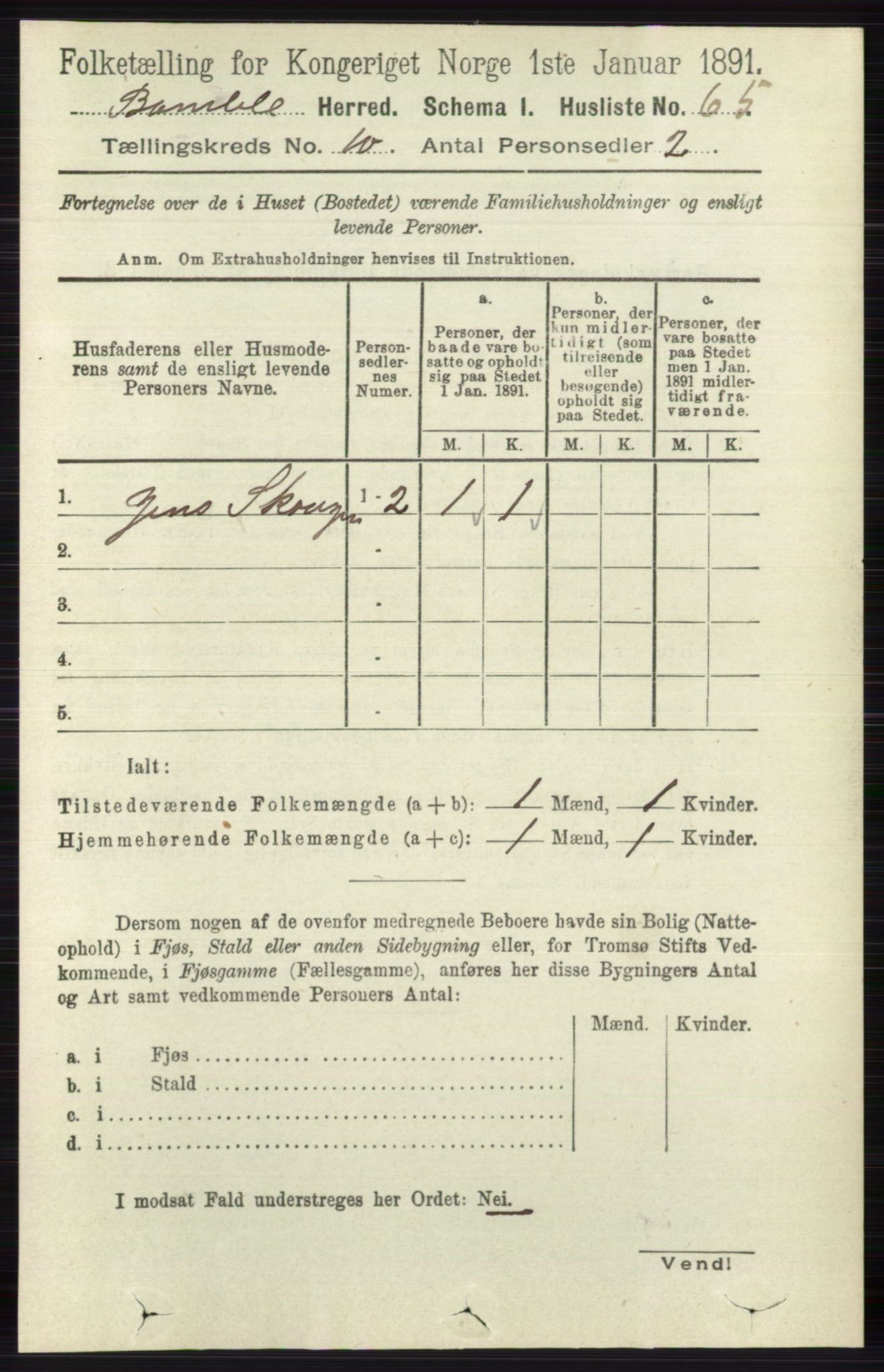 RA, 1891 census for 0814 Bamble, 1891, p. 5767