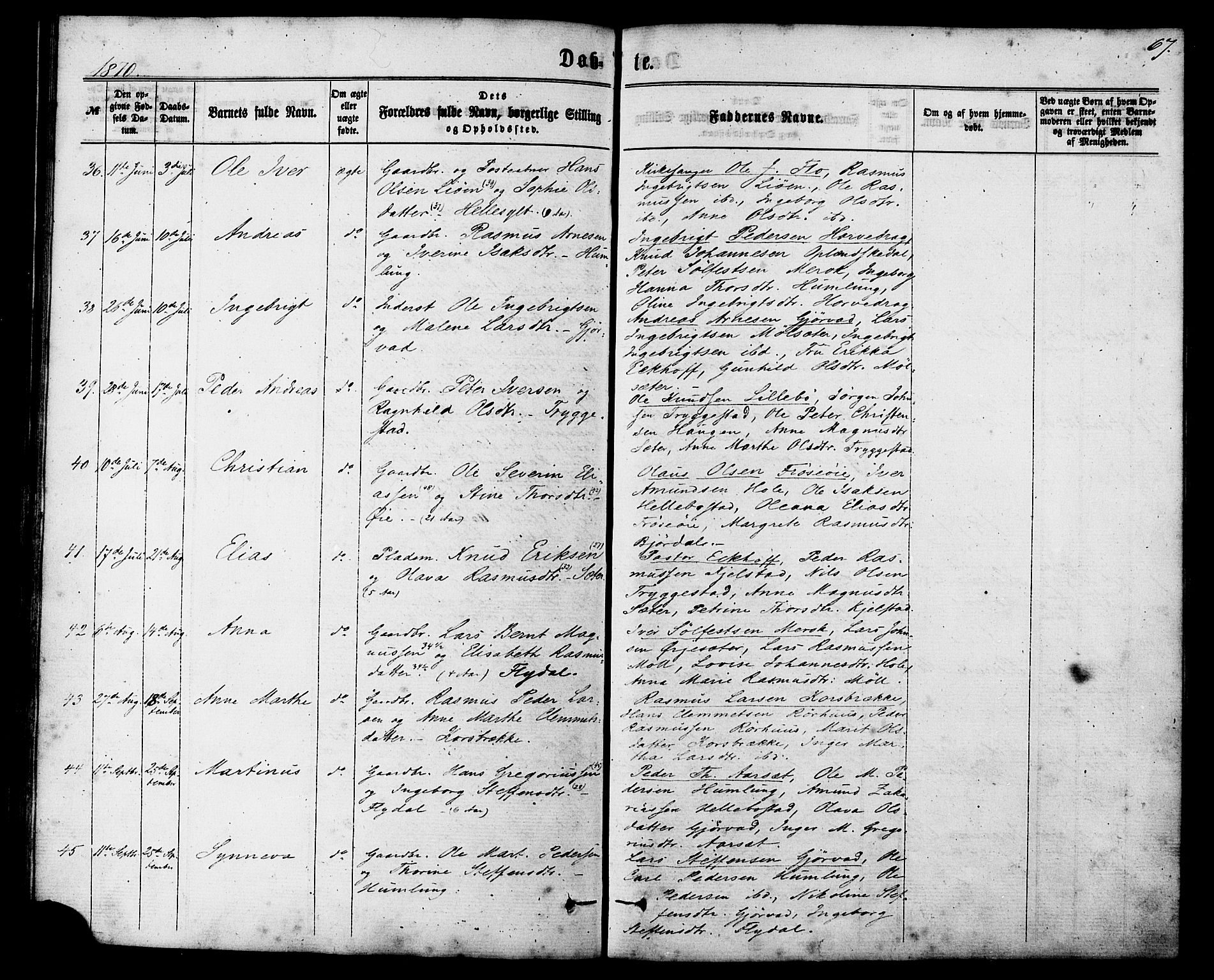 Ministerialprotokoller, klokkerbøker og fødselsregistre - Møre og Romsdal, AV/SAT-A-1454/517/L0226: Parish register (official) no. 517A06, 1862-1881, p. 67