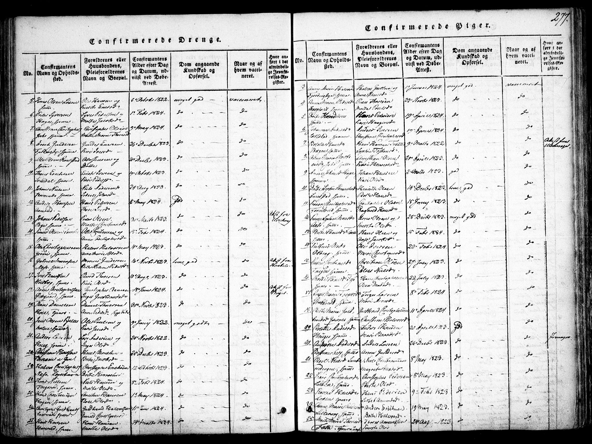 Fet prestekontor Kirkebøker, AV/SAO-A-10370a/F/Fa/L0008: Parish register (official) no. I 8, 1815-1842, p. 277