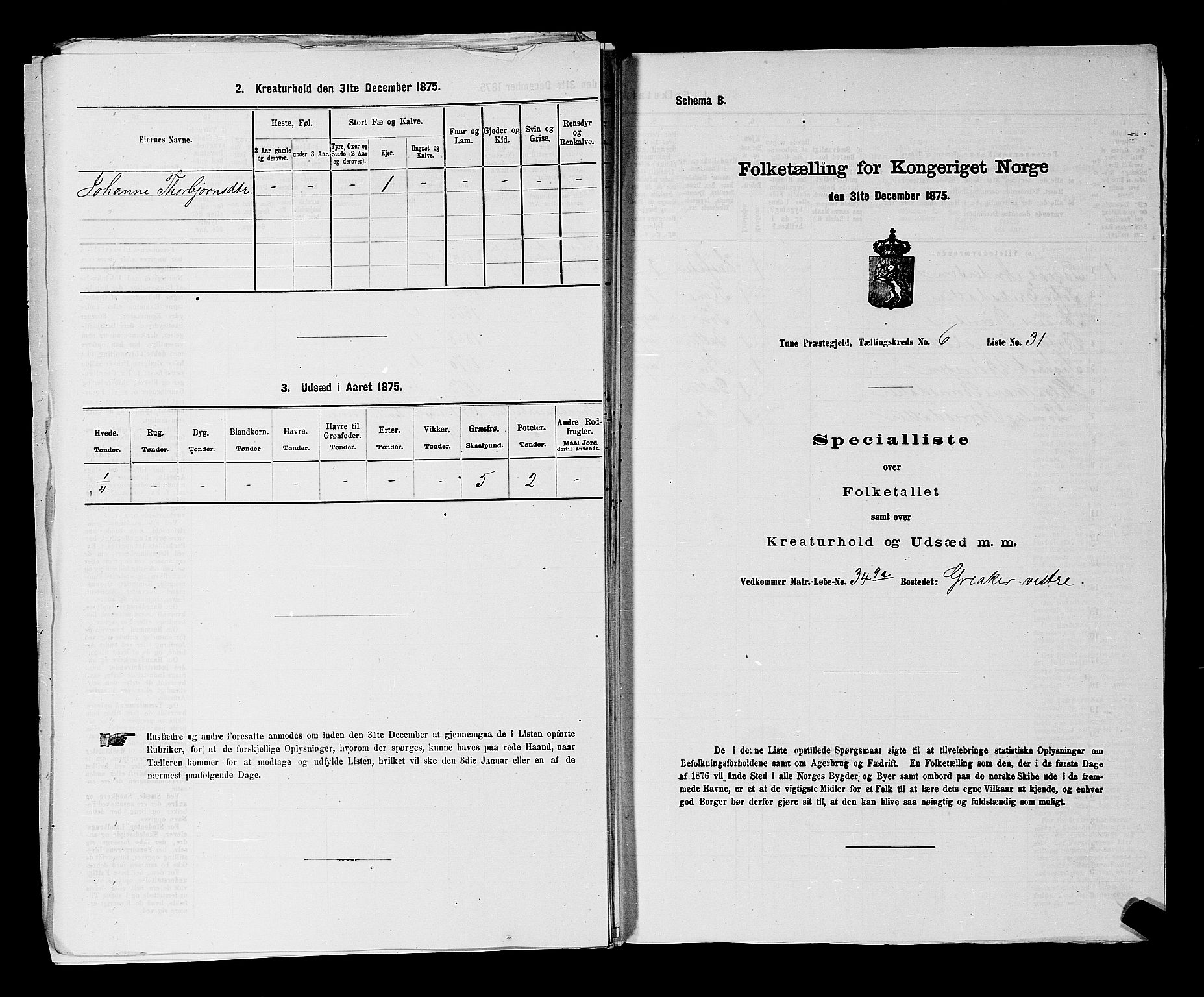 RA, 1875 census for 0130P Tune, 1875, p. 1082