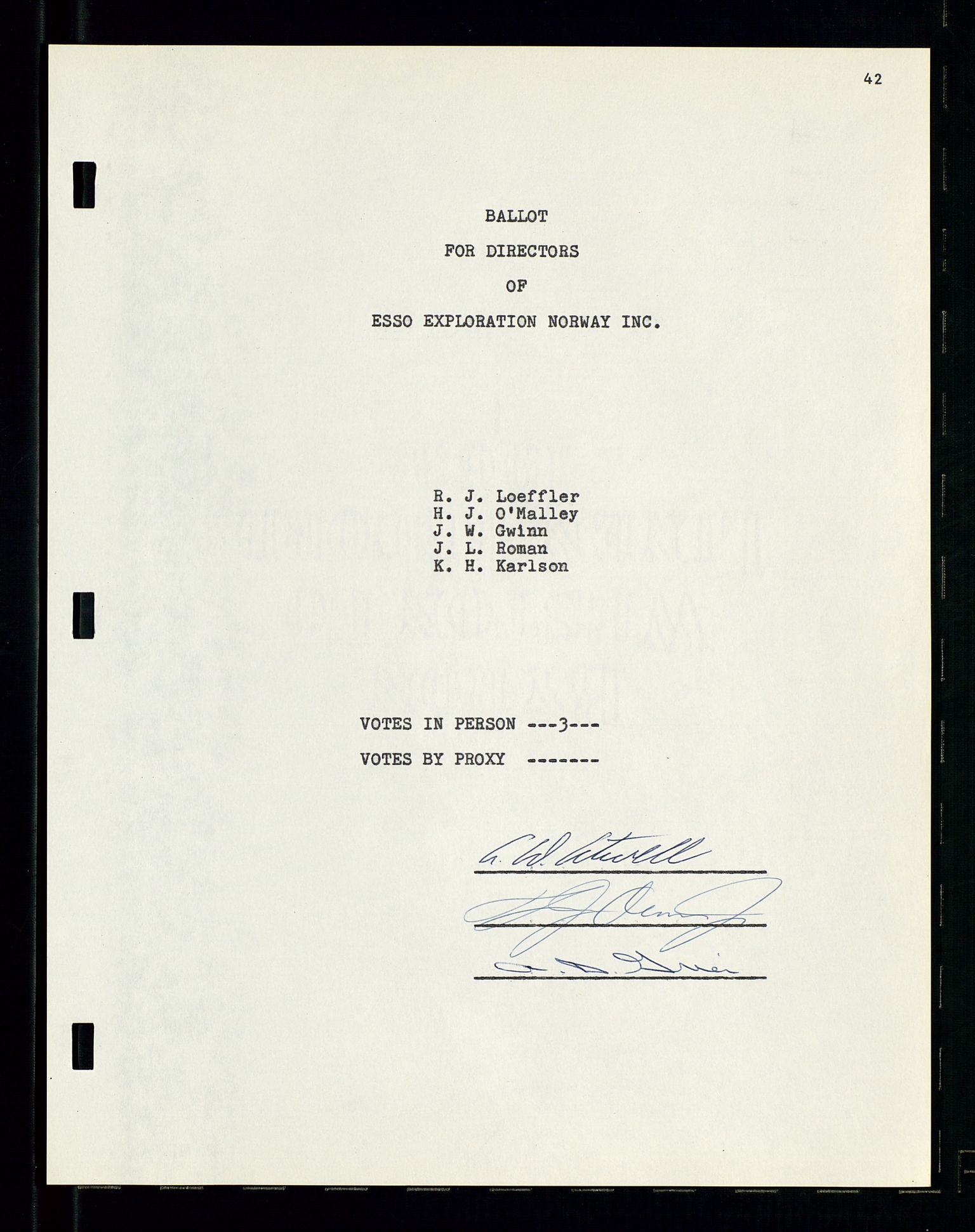 Pa 1512 - Esso Exploration and Production Norway Inc., SAST/A-101917/A/Aa/L0001/0001: Styredokumenter / Corporate records, By-Laws, Board meeting minutes, Incorporations, 1965-1975, p. 42