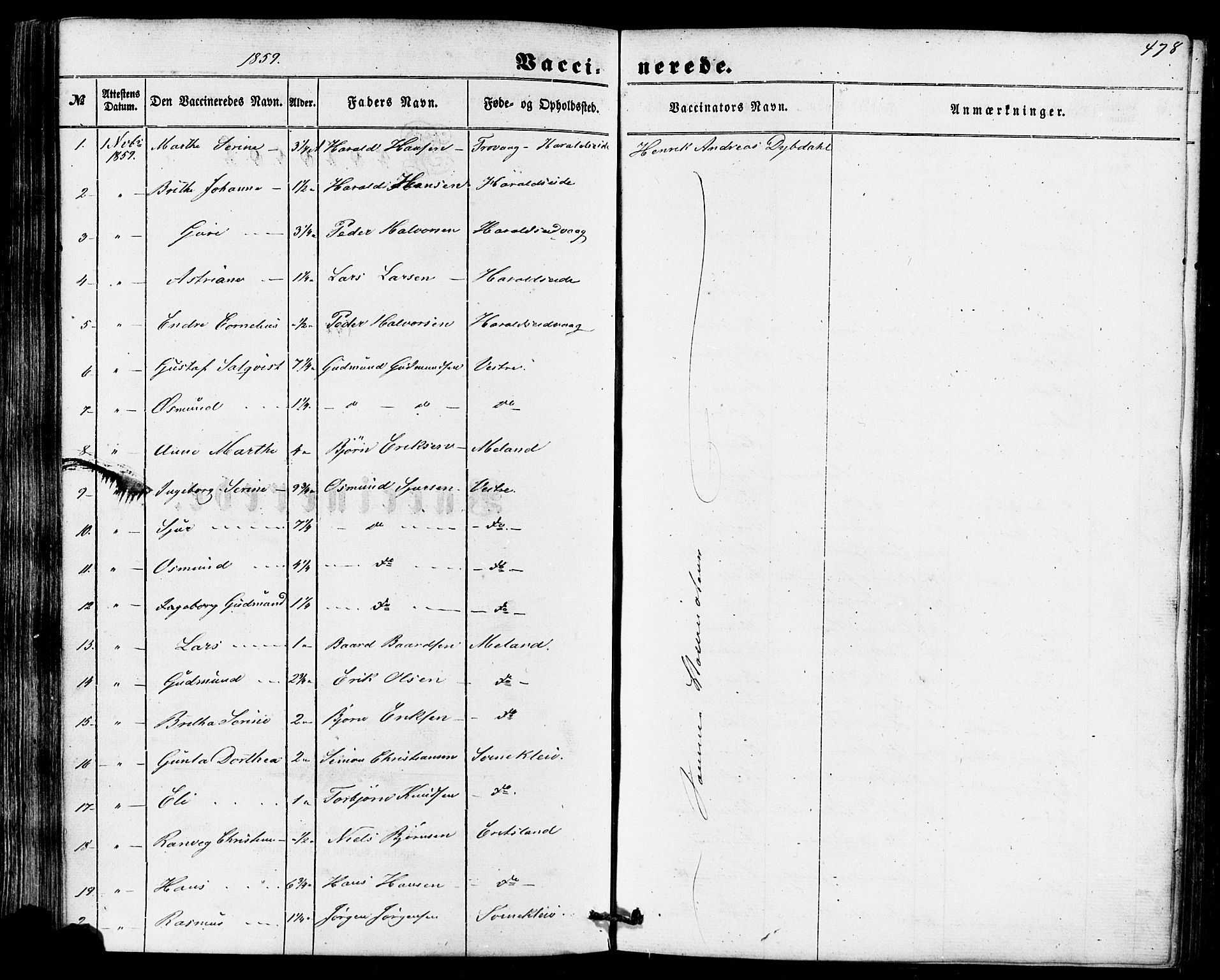 Skjold sokneprestkontor, AV/SAST-A-101847/H/Ha/Haa/L0008: Parish register (official) no. A 8, 1856-1882, p. 478