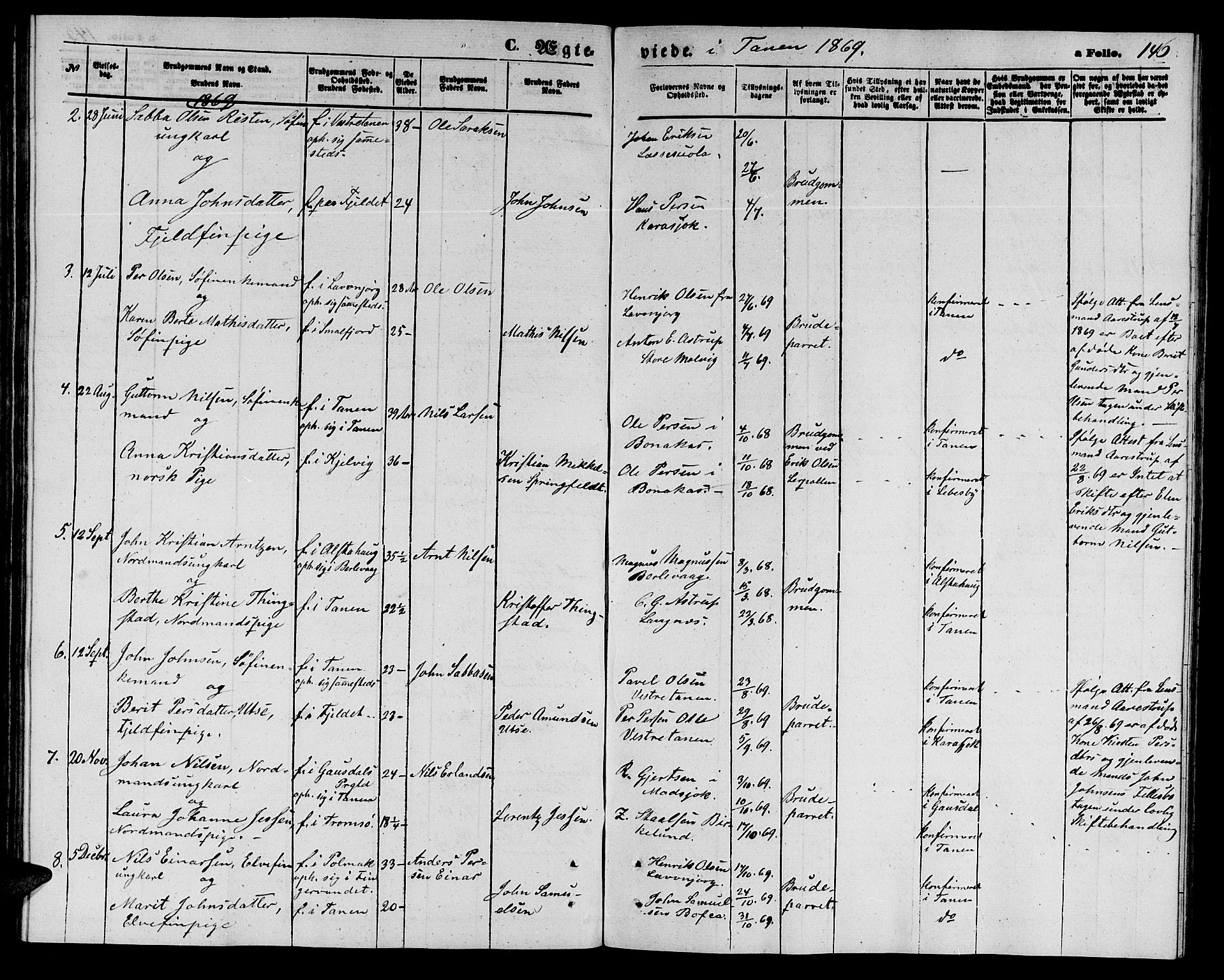 Tana sokneprestkontor, SATØ/S-1334/H/Hb/L0002klokker: Parish register (copy) no. 2 /1, 1866-1877, p. 146