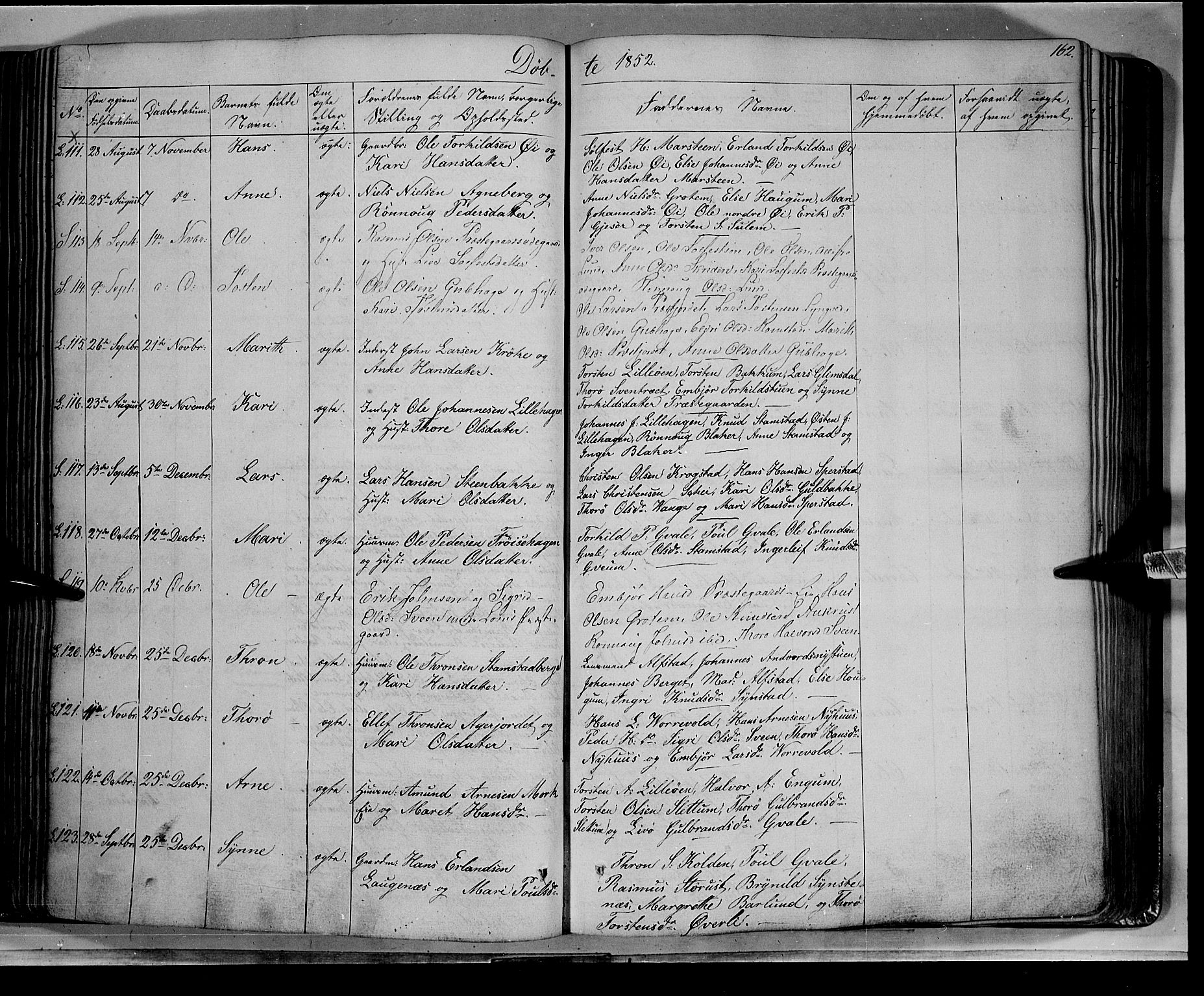 Lom prestekontor, SAH/PREST-070/K/L0006: Parish register (official) no. 6A, 1837-1863, p. 162