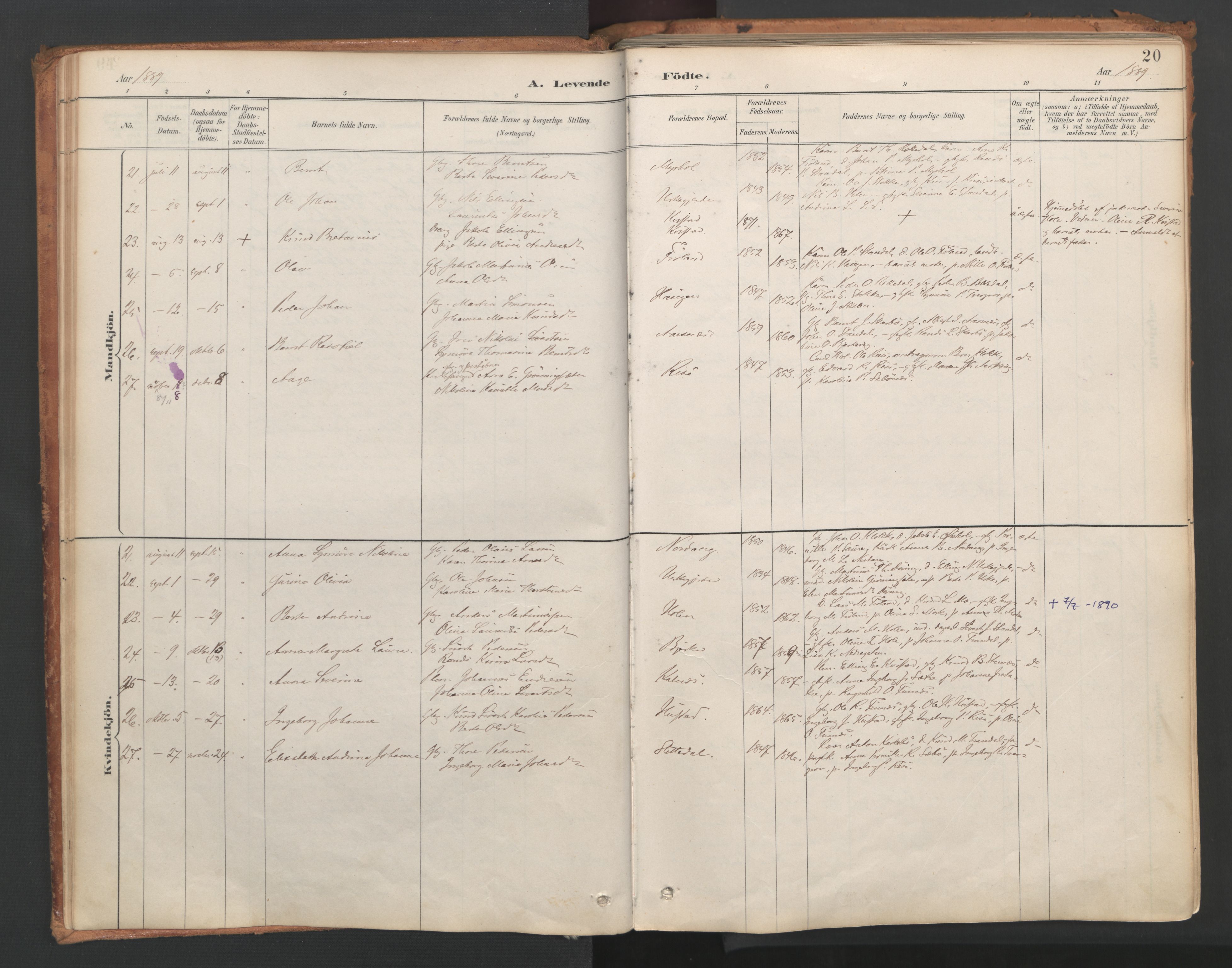 Ministerialprotokoller, klokkerbøker og fødselsregistre - Møre og Romsdal, AV/SAT-A-1454/515/L0211: Parish register (official) no. 515A07, 1886-1910, p. 20