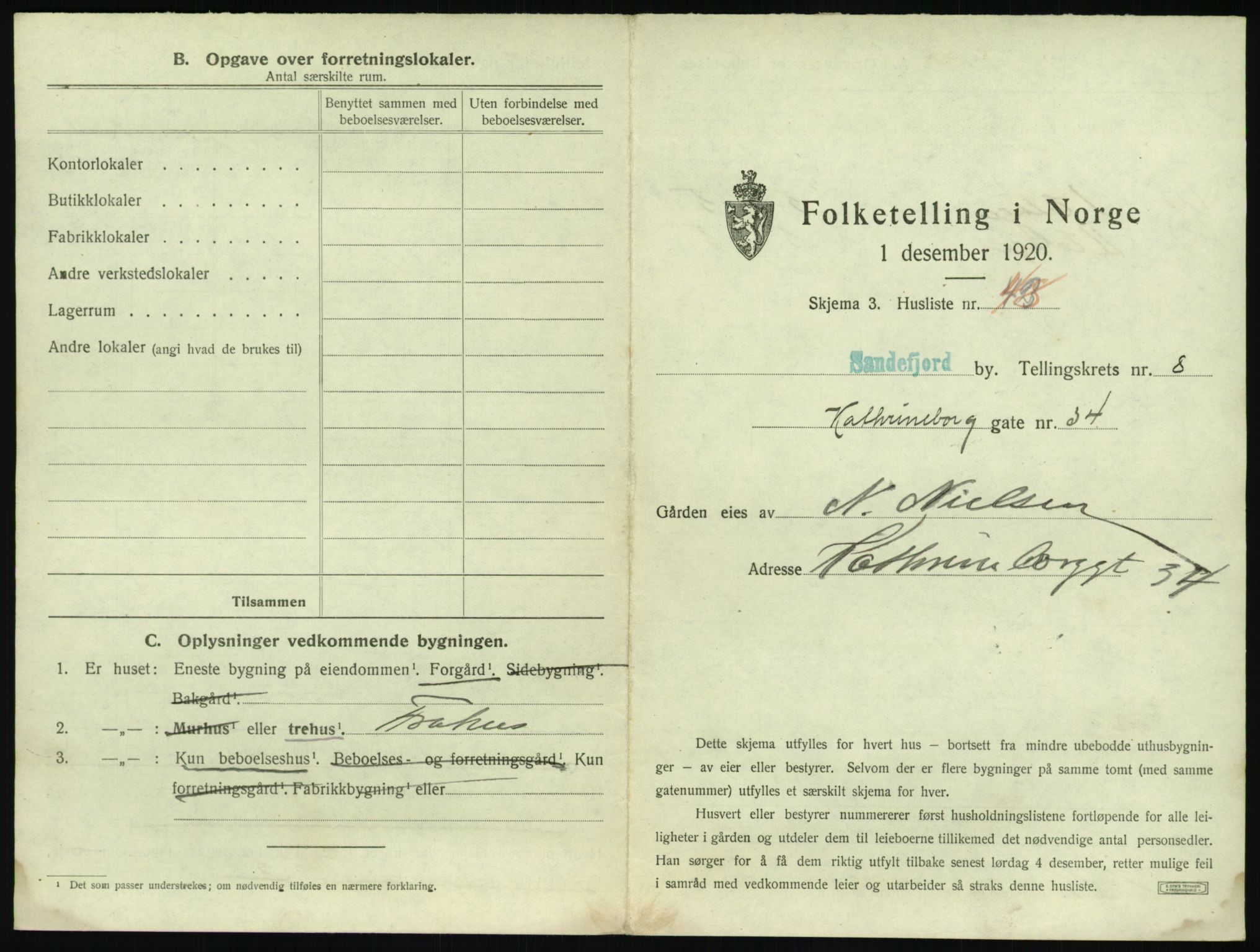 SAKO, 1920 census for Sandefjord, 1920, p. 1002