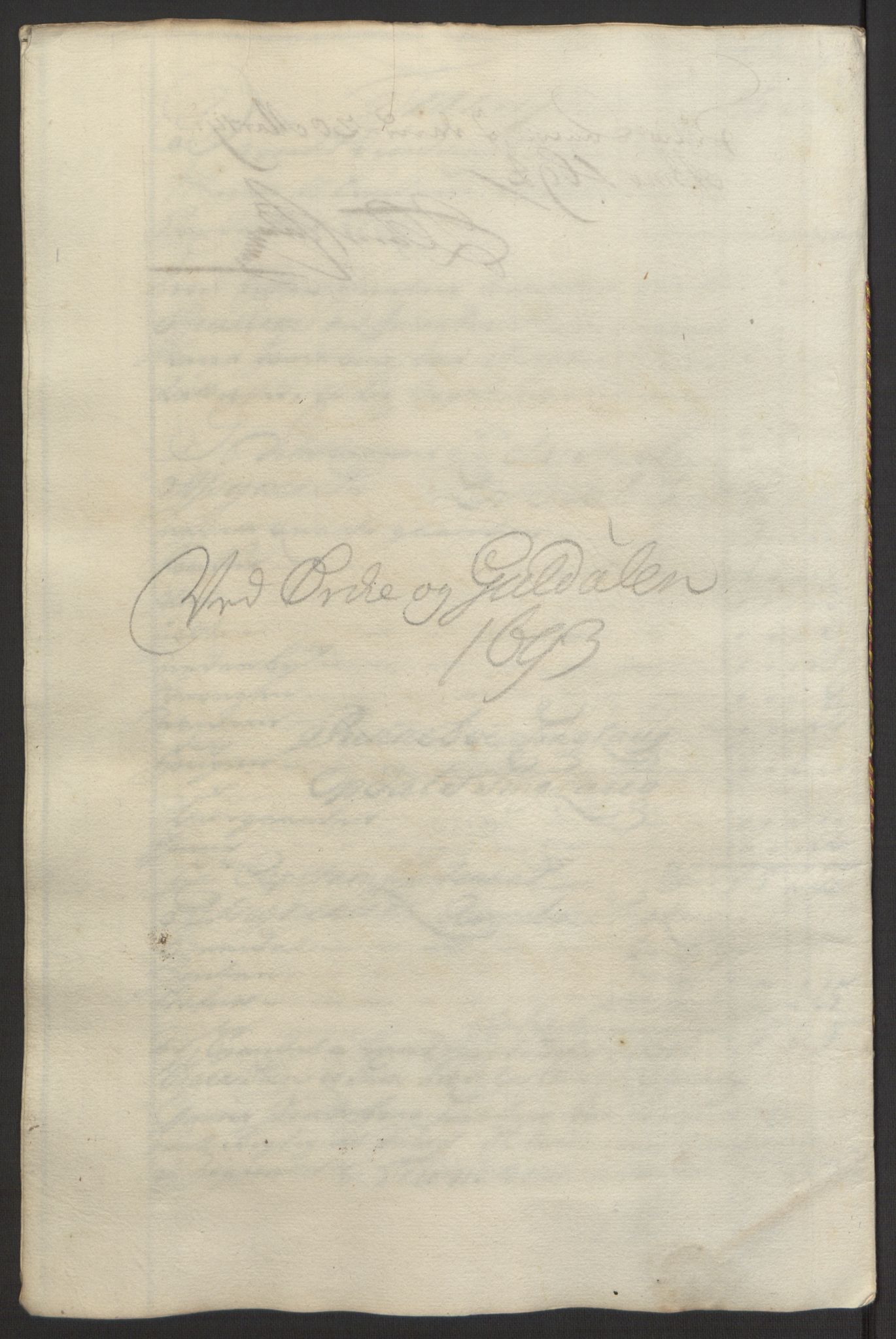 Rentekammeret inntil 1814, Reviderte regnskaper, Fogderegnskap, AV/RA-EA-4092/R58/L3938: Fogderegnskap Orkdal, 1693, p. 132