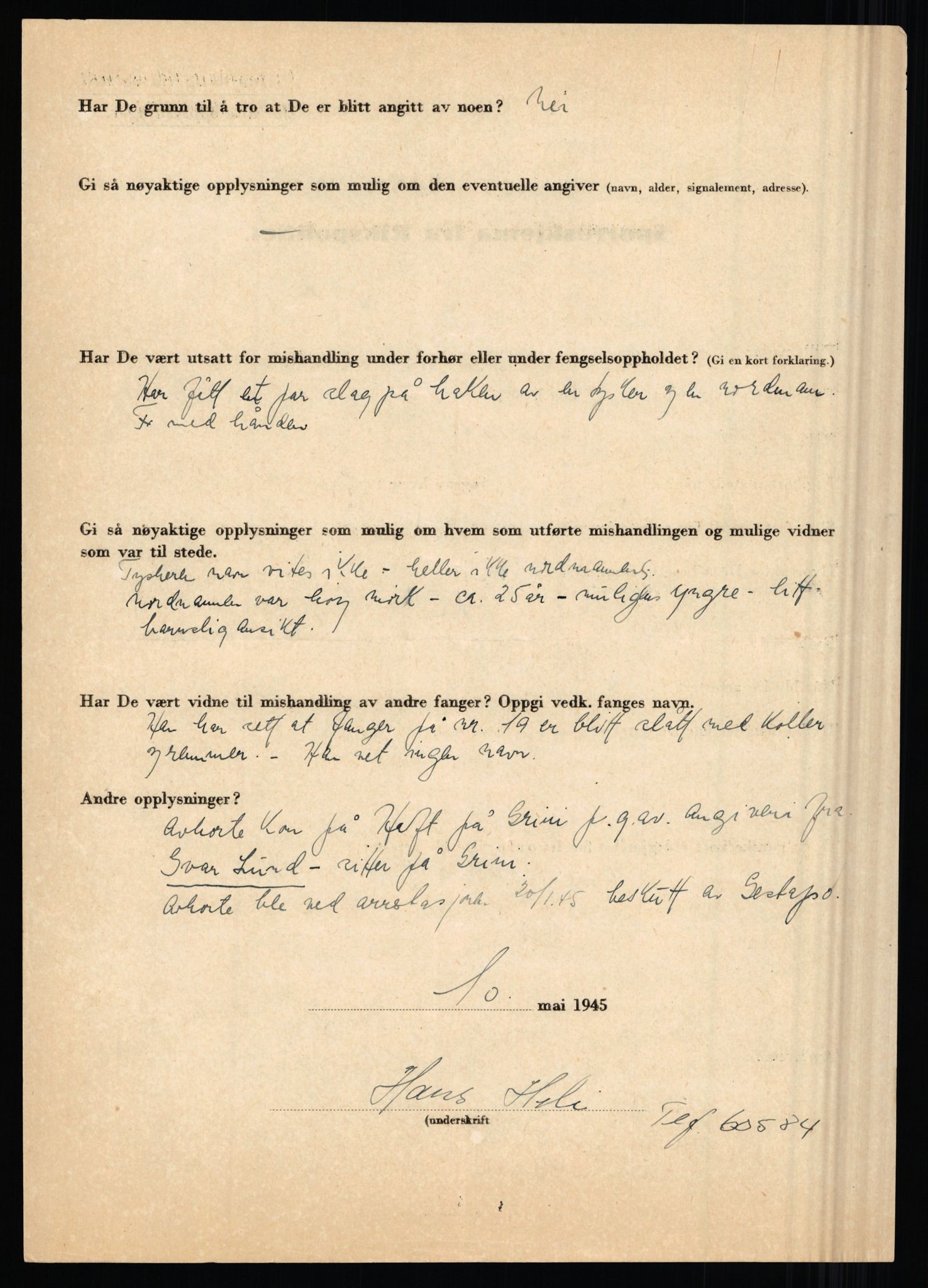 Rikspolitisjefen, AV/RA-S-1560/L/L0006: Hansen, Adolf Boye - Hemstad, Gunnar, 1940-1945, p. 1040