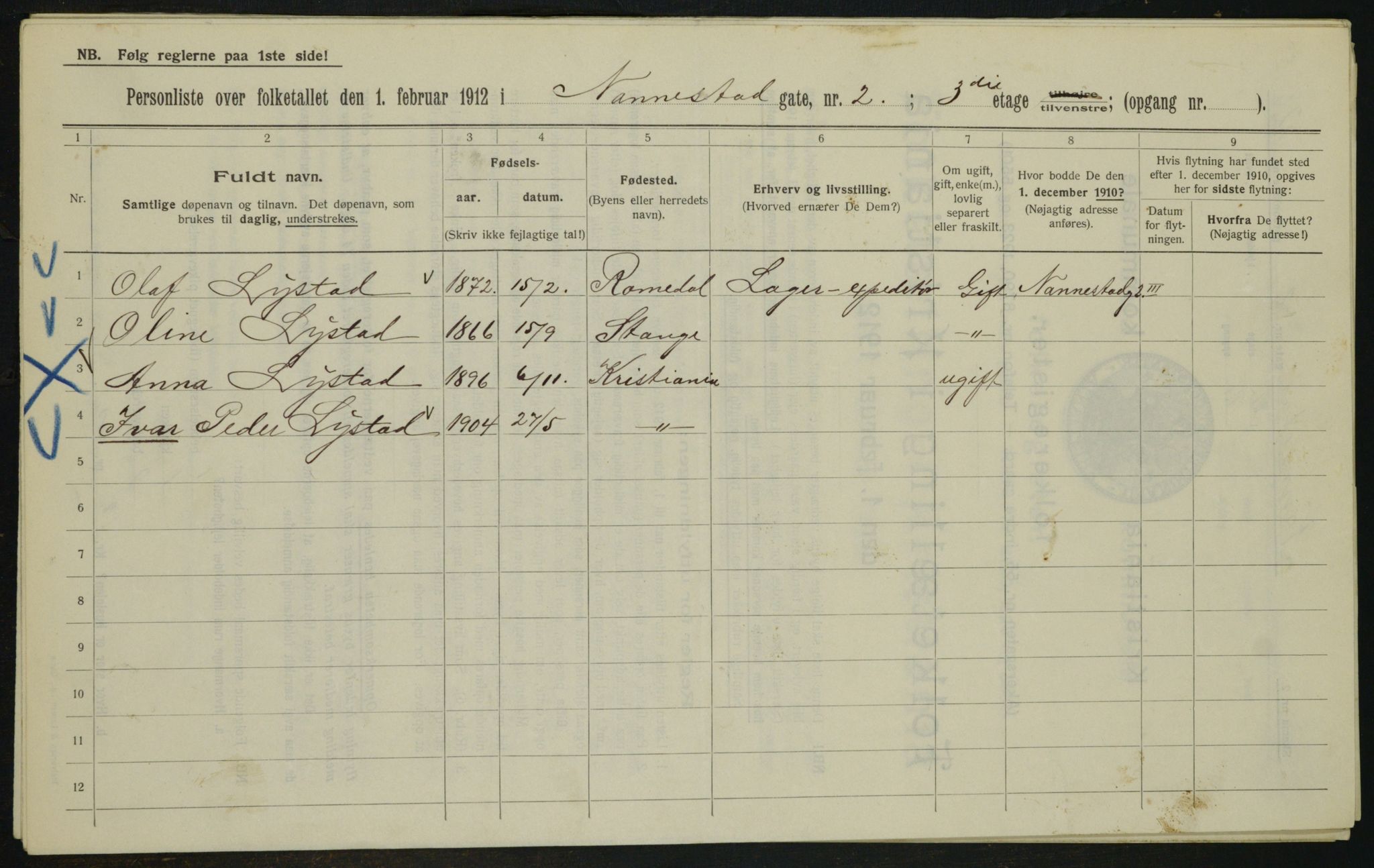 OBA, Municipal Census 1912 for Kristiania, 1912, p. 69606