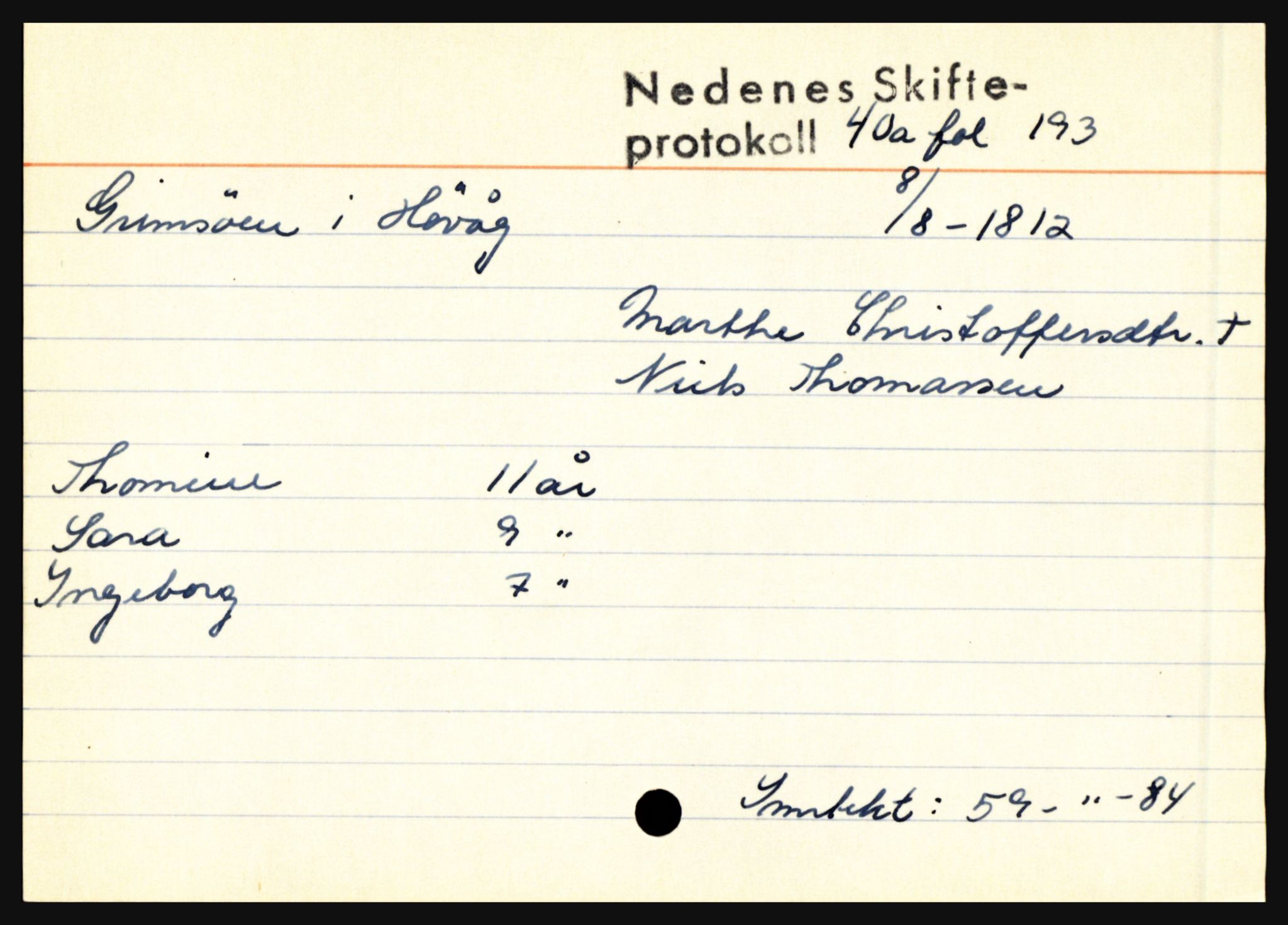 Nedenes sorenskriveri før 1824, SAK/1221-0007/H, p. 10045