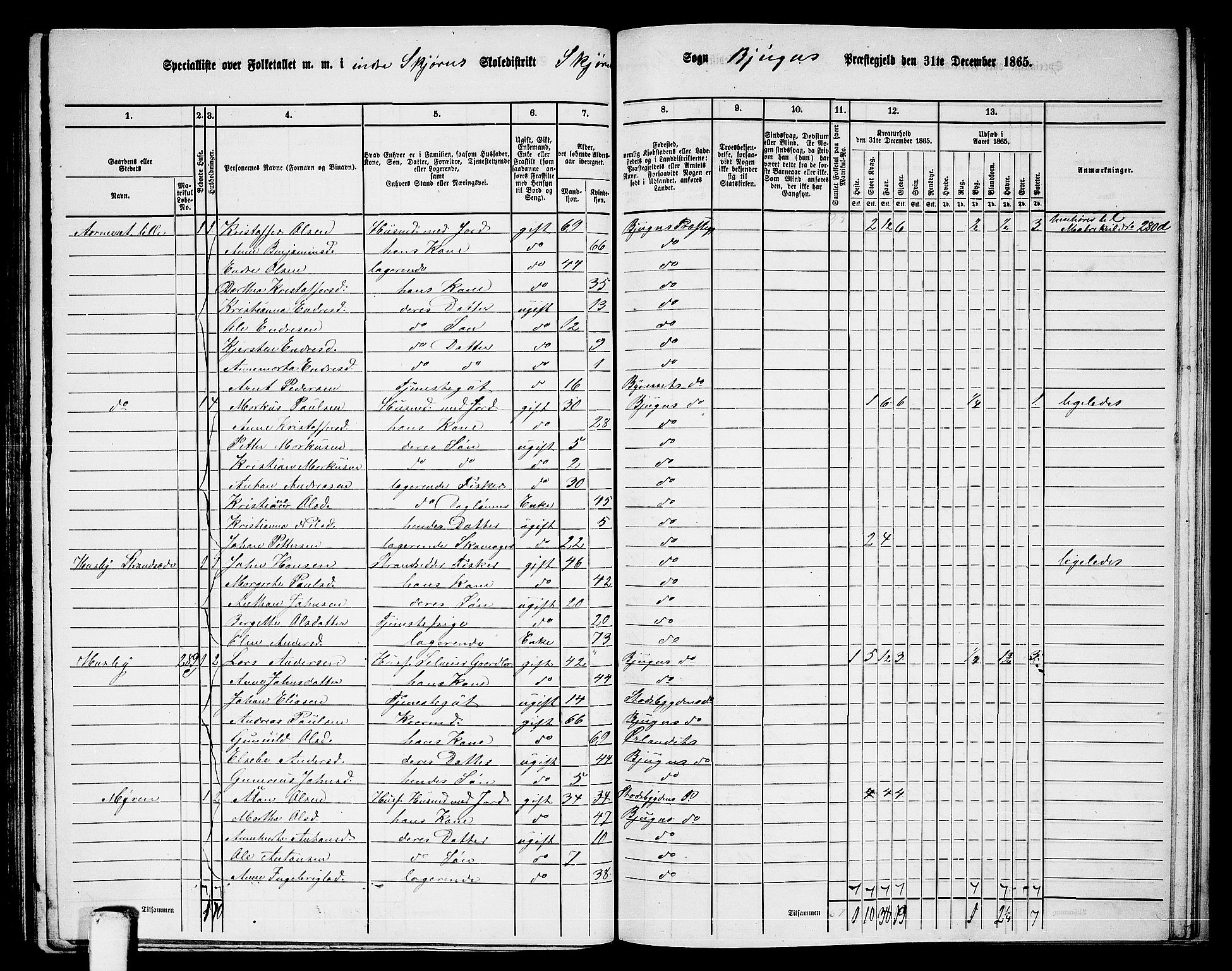 RA, 1865 census for Bjugn, 1865, p. 122