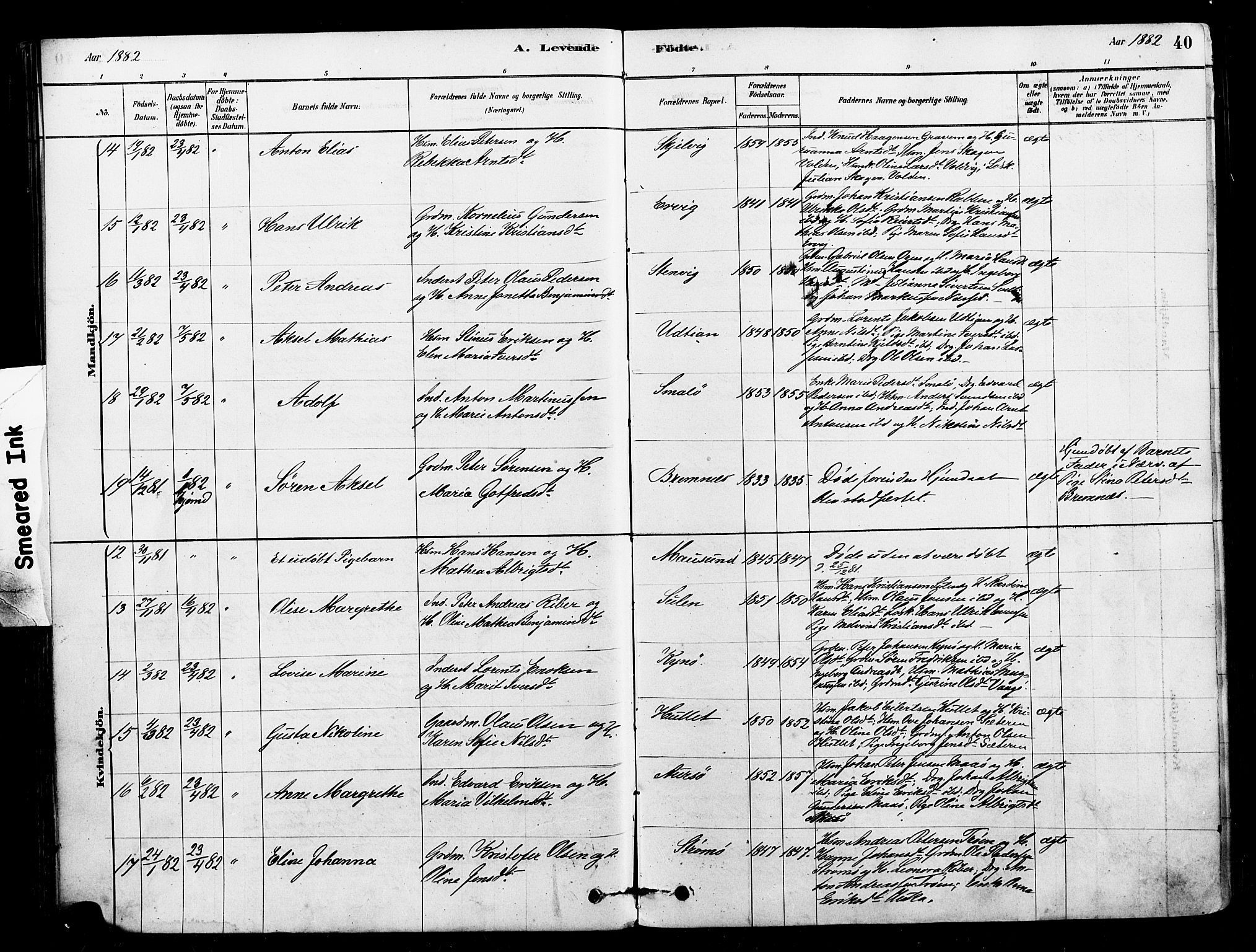 Ministerialprotokoller, klokkerbøker og fødselsregistre - Sør-Trøndelag, SAT/A-1456/640/L0578: Parish register (official) no. 640A03, 1879-1889, p. 40
