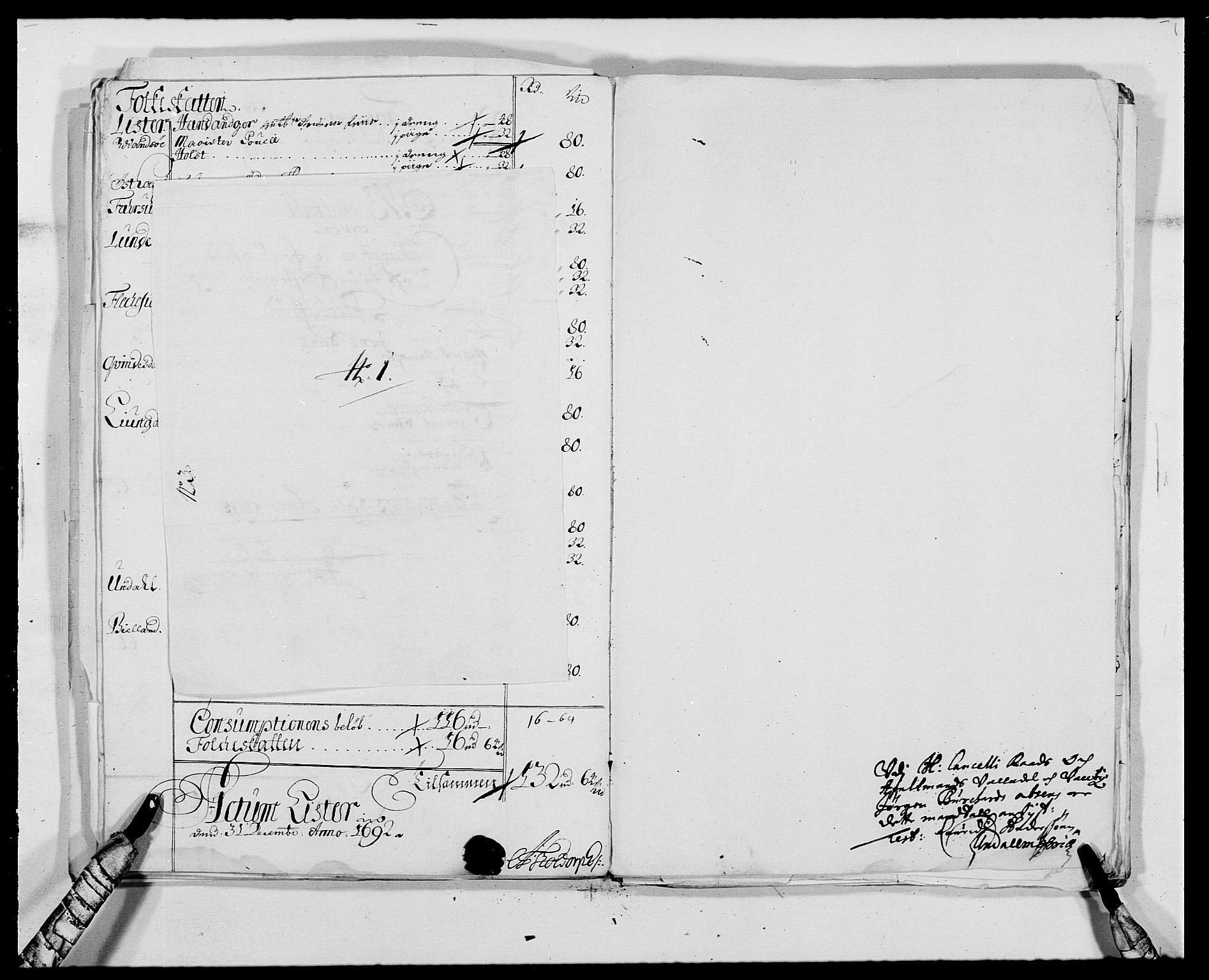 Rentekammeret inntil 1814, Reviderte regnskaper, Fogderegnskap, AV/RA-EA-4092/R41/L2536: Fogderegnskap Lista, 1690-1693, p. 229