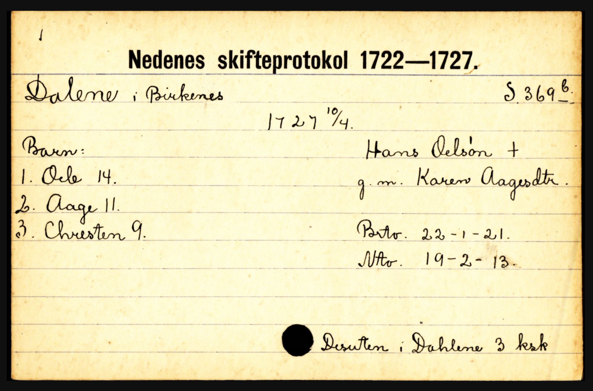 Nedenes sorenskriveri før 1824, AV/SAK-1221-0007/H, p. 5191