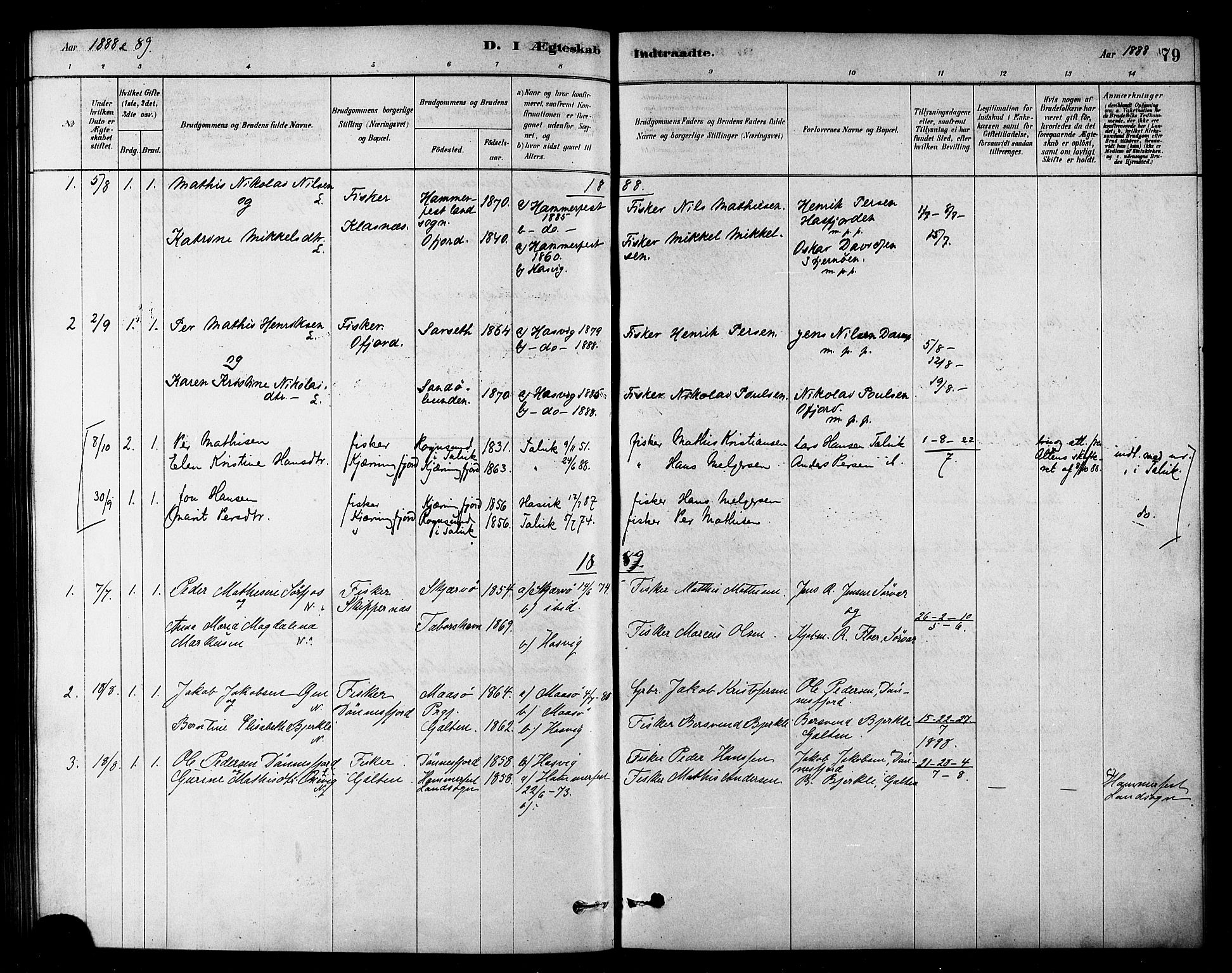 Loppa sokneprestkontor, SATØ/S-1339/H/Ha/L0007kirke: Parish register (official) no. 7, 1879-1889, p. 79