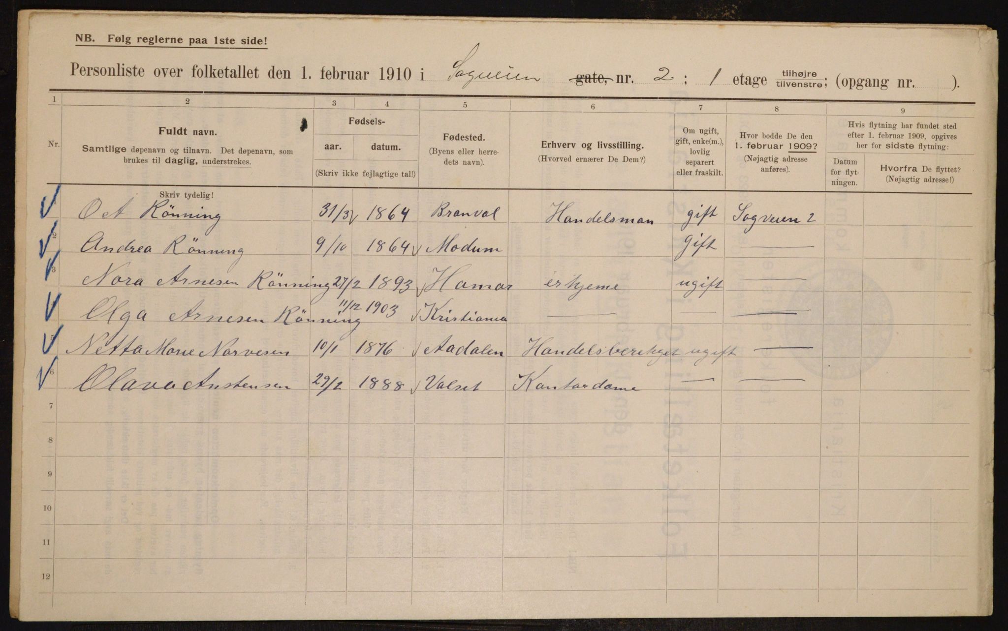 OBA, Municipal Census 1910 for Kristiania, 1910, p. 82699