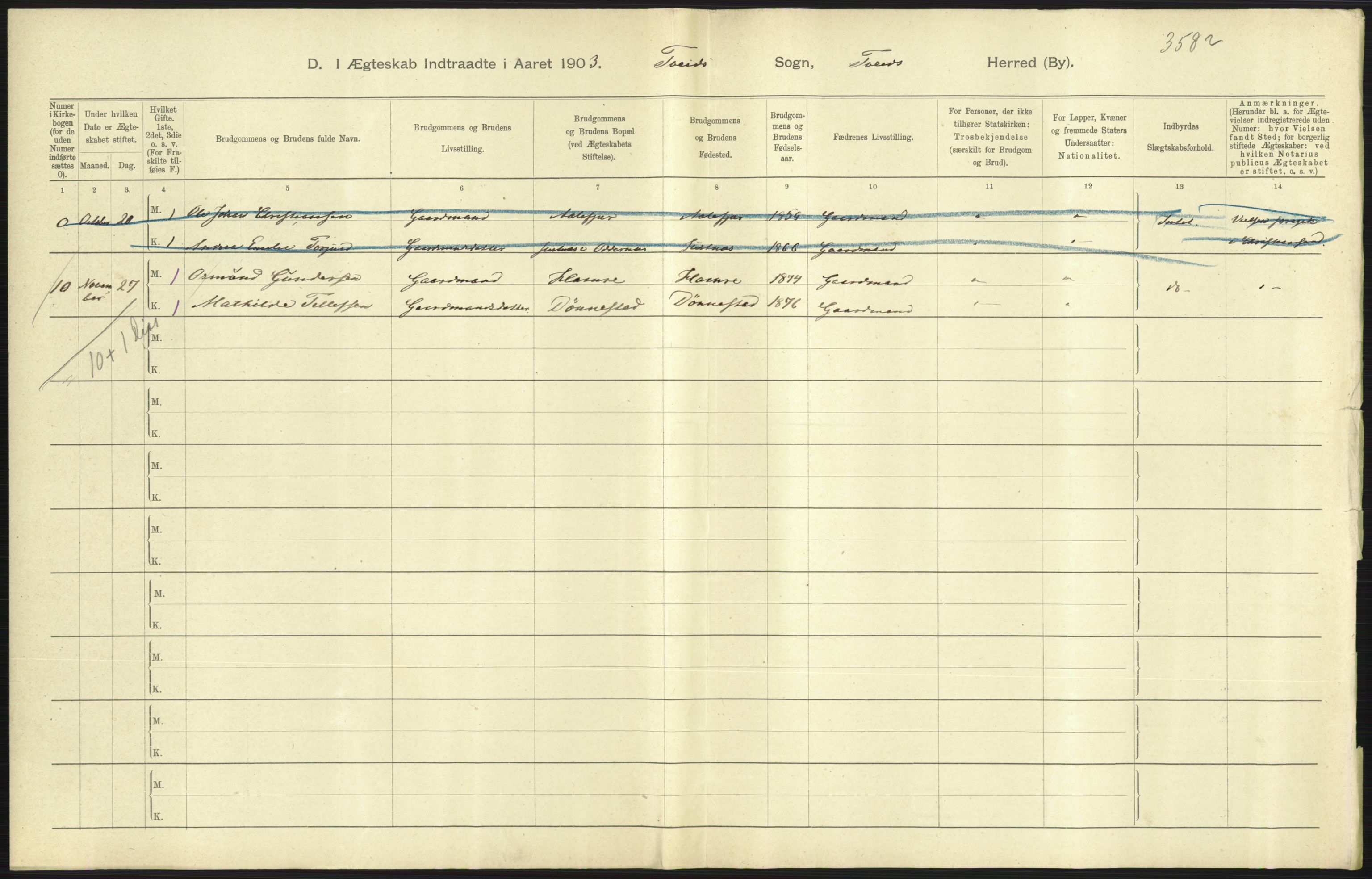 Statistisk sentralbyrå, Sosiodemografiske emner, Befolkning, AV/RA-S-2228/D/Df/Dfa/Dfaa/L0011: Lister og Mandal amt: Fødte, gifte, døde, 1903, p. 339