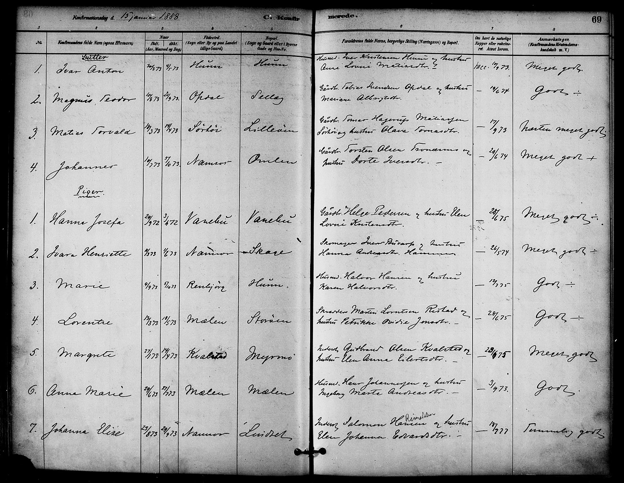 Ministerialprotokoller, klokkerbøker og fødselsregistre - Nord-Trøndelag, AV/SAT-A-1458/766/L0563: Parish register (official) no. 767A01, 1881-1899, p. 69