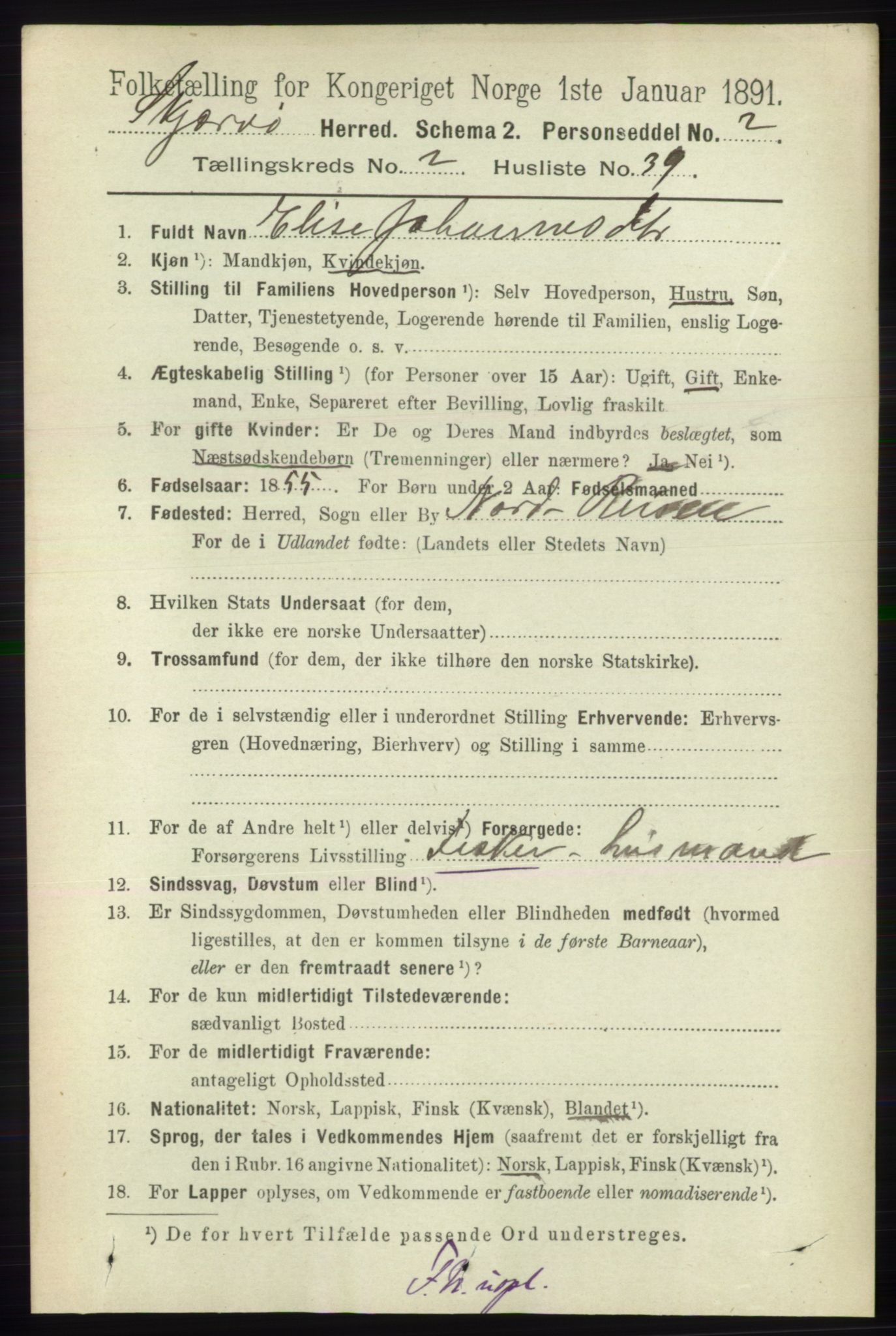 RA, 1891 census for 1941 Skjervøy, 1891, p. 1302