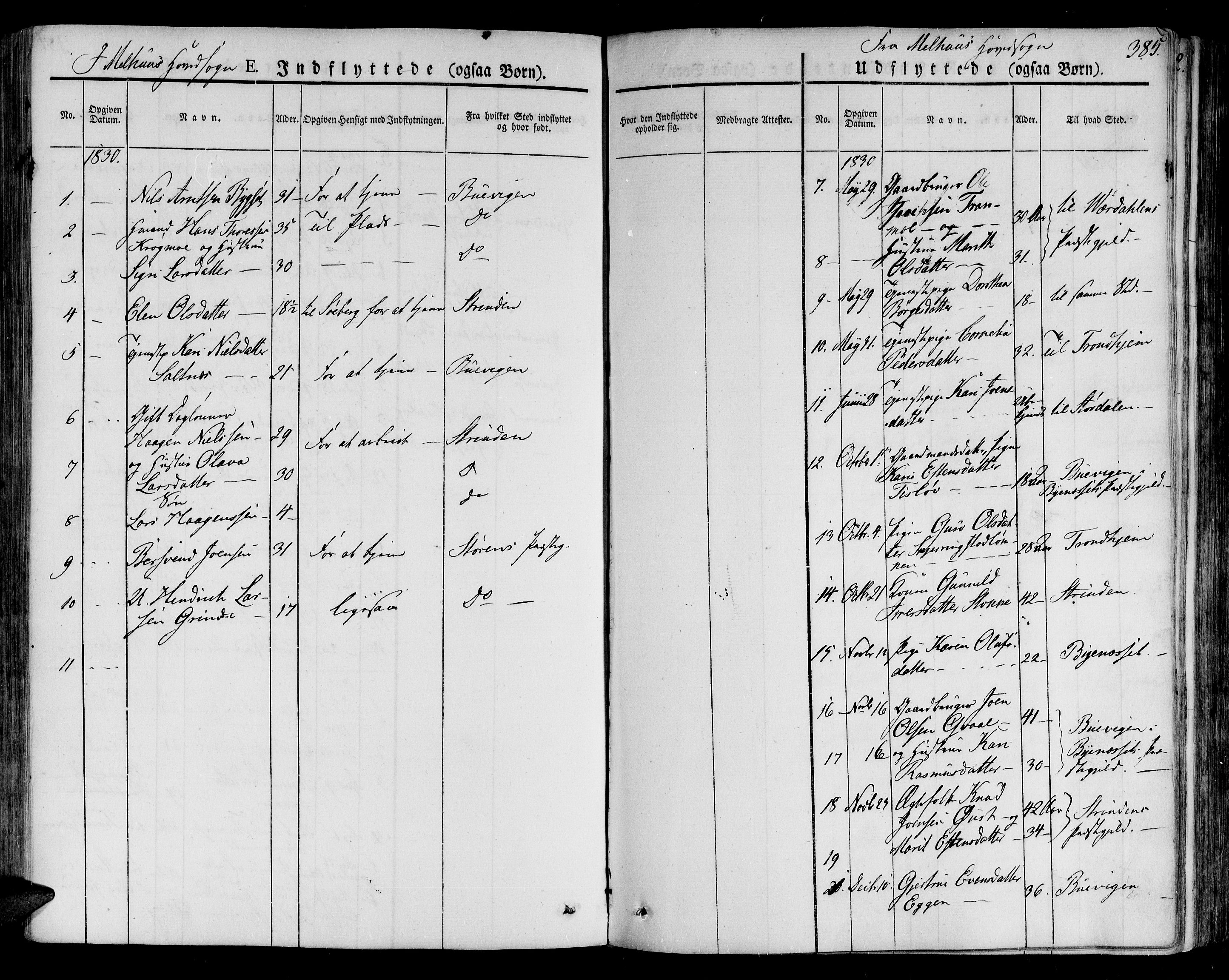 Ministerialprotokoller, klokkerbøker og fødselsregistre - Sør-Trøndelag, SAT/A-1456/691/L1070: Parish register (official) no. 691A05 /1, 1826-1841, p. 385