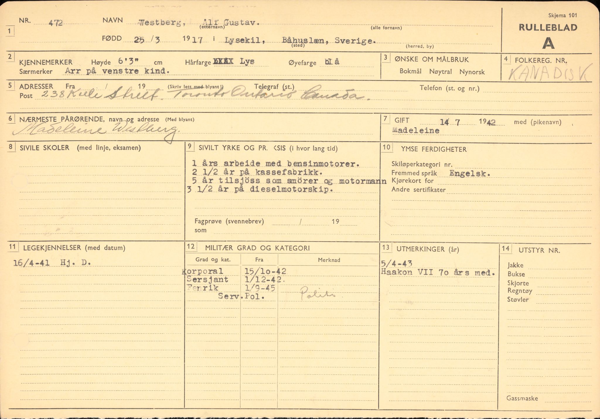 Forsvaret, Forsvarets overkommando/Luftforsvarsstaben, RA/RAFA-4079/P/Pa/L0052: Personellpapirer, 1917, p. 487