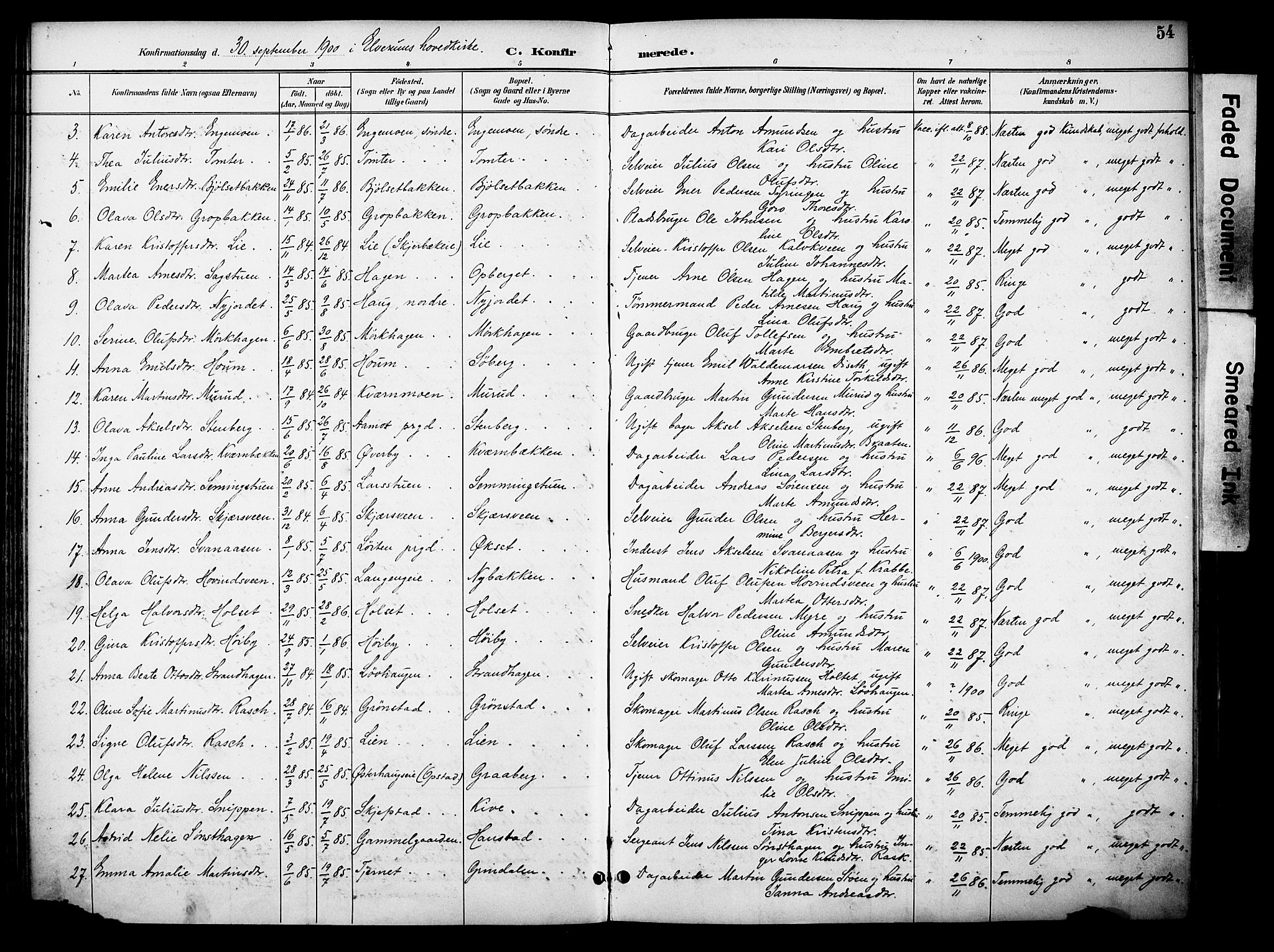 Elverum prestekontor, SAH/PREST-044/H/Ha/Haa/L0015: Parish register (official) no. 15, 1893-1913, p. 54