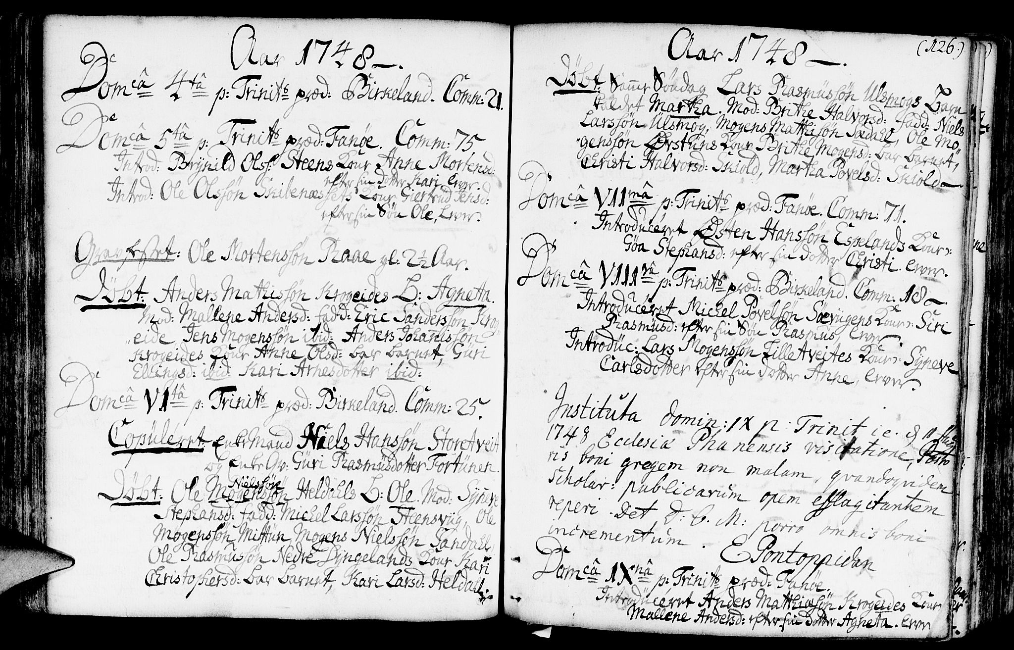 Fana Sokneprestembete, SAB/A-75101/H/Haa/Haaa/L0003: Parish register (official) no. A 3, 1736-1757, p. 126