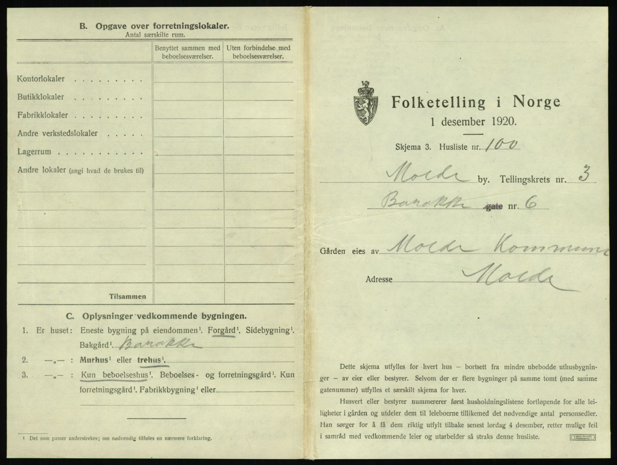 SAT, 1920 census for Molde, 1920, p. 419