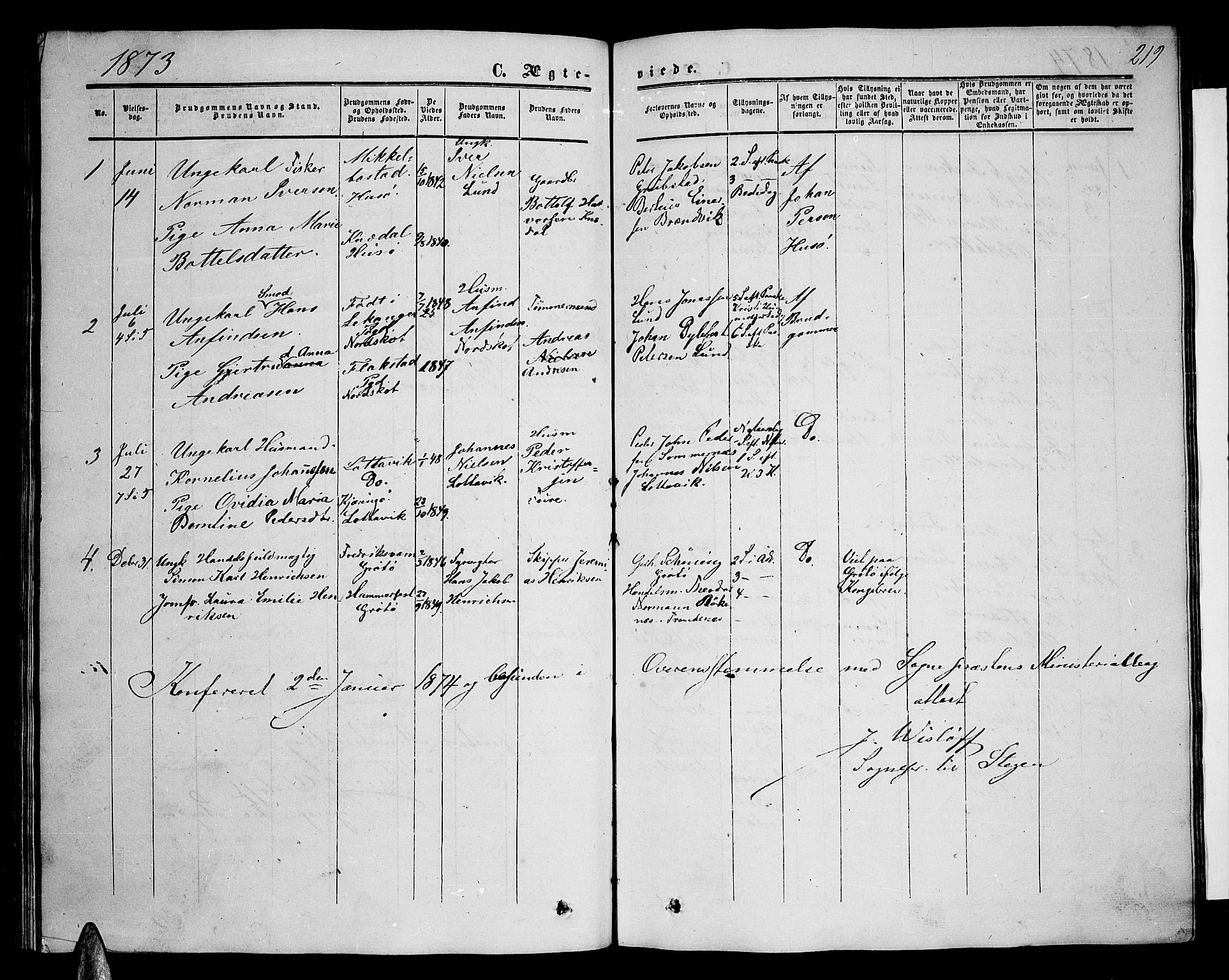 Ministerialprotokoller, klokkerbøker og fødselsregistre - Nordland, SAT/A-1459/857/L0827: Parish register (copy) no. 857C02, 1852-1879, p. 219