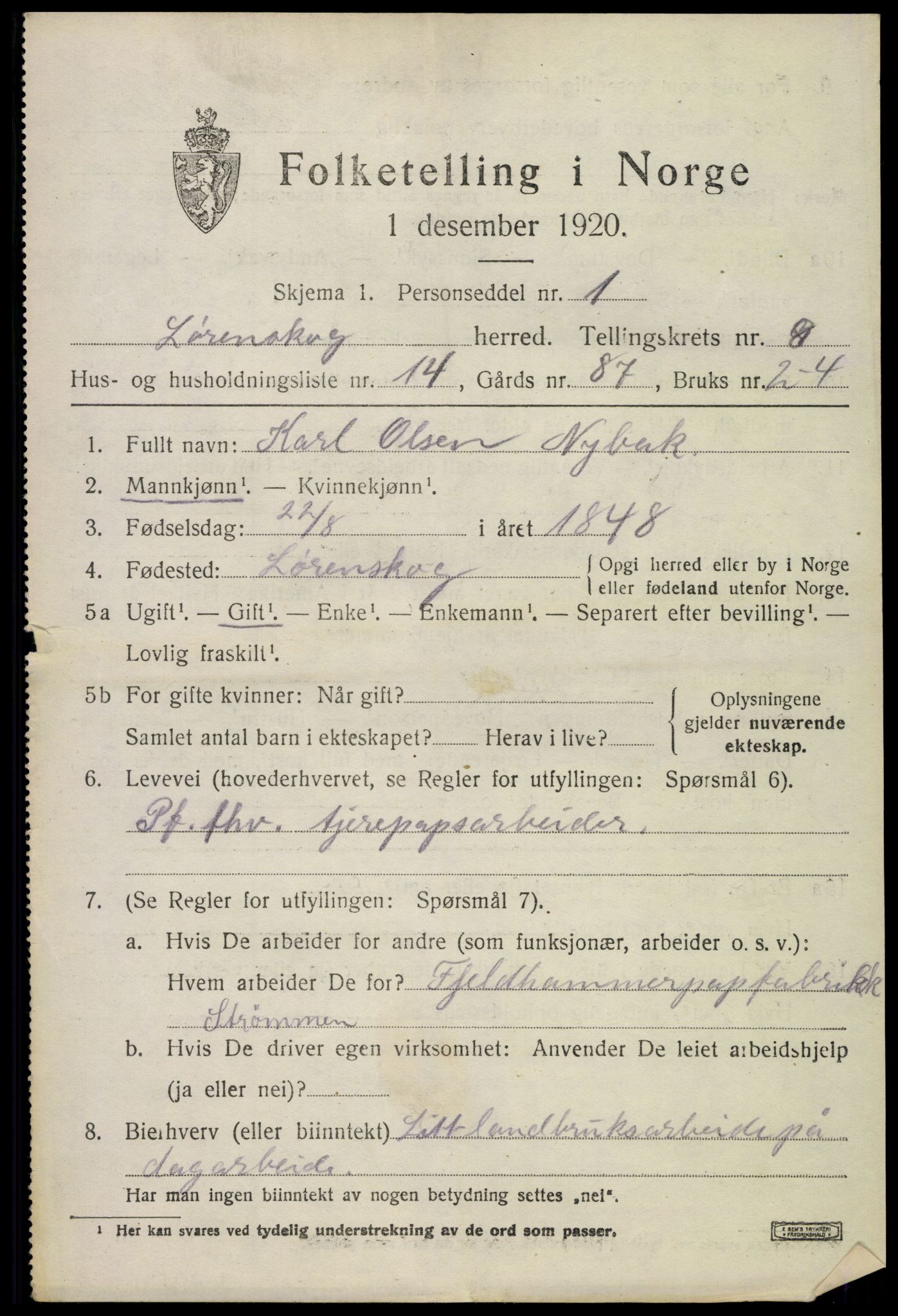 SAO, 1920 census for Lørenskog, 1920, p. 6438