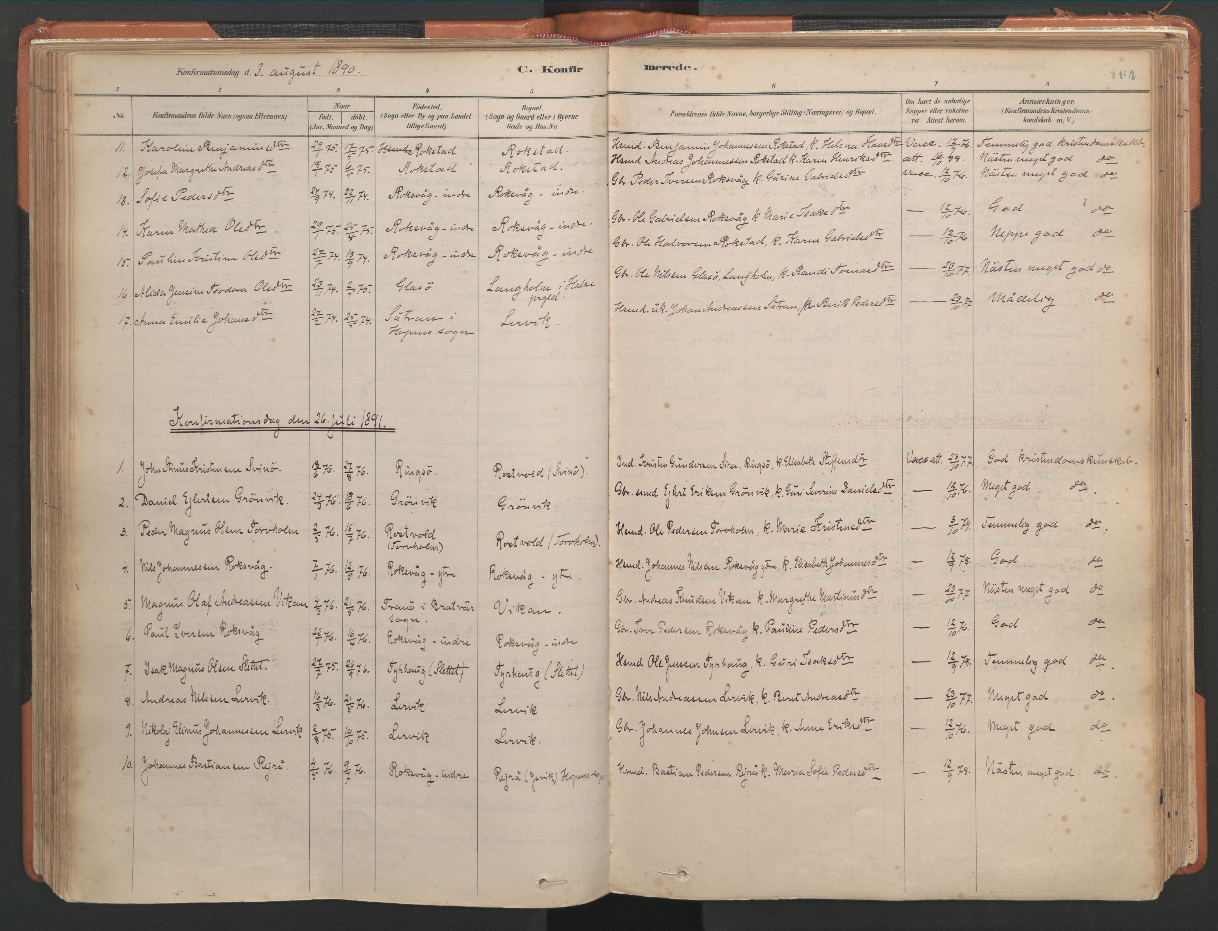 Ministerialprotokoller, klokkerbøker og fødselsregistre - Møre og Romsdal, SAT/A-1454/581/L0941: Parish register (official) no. 581A09, 1880-1919, p. 164
