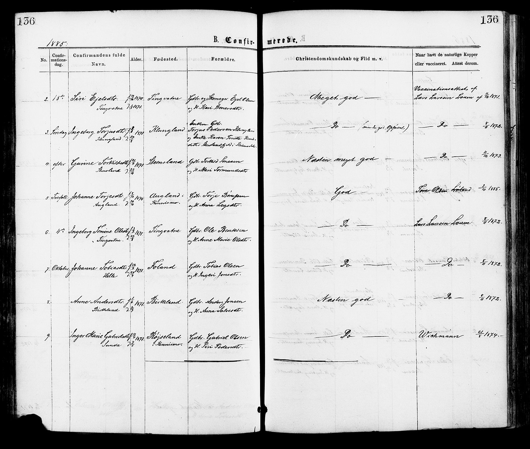 Hægebostad sokneprestkontor, AV/SAK-1111-0024/F/Fa/Faa/L0005: Parish register (official) no. A 5, 1864-1886, p. 136