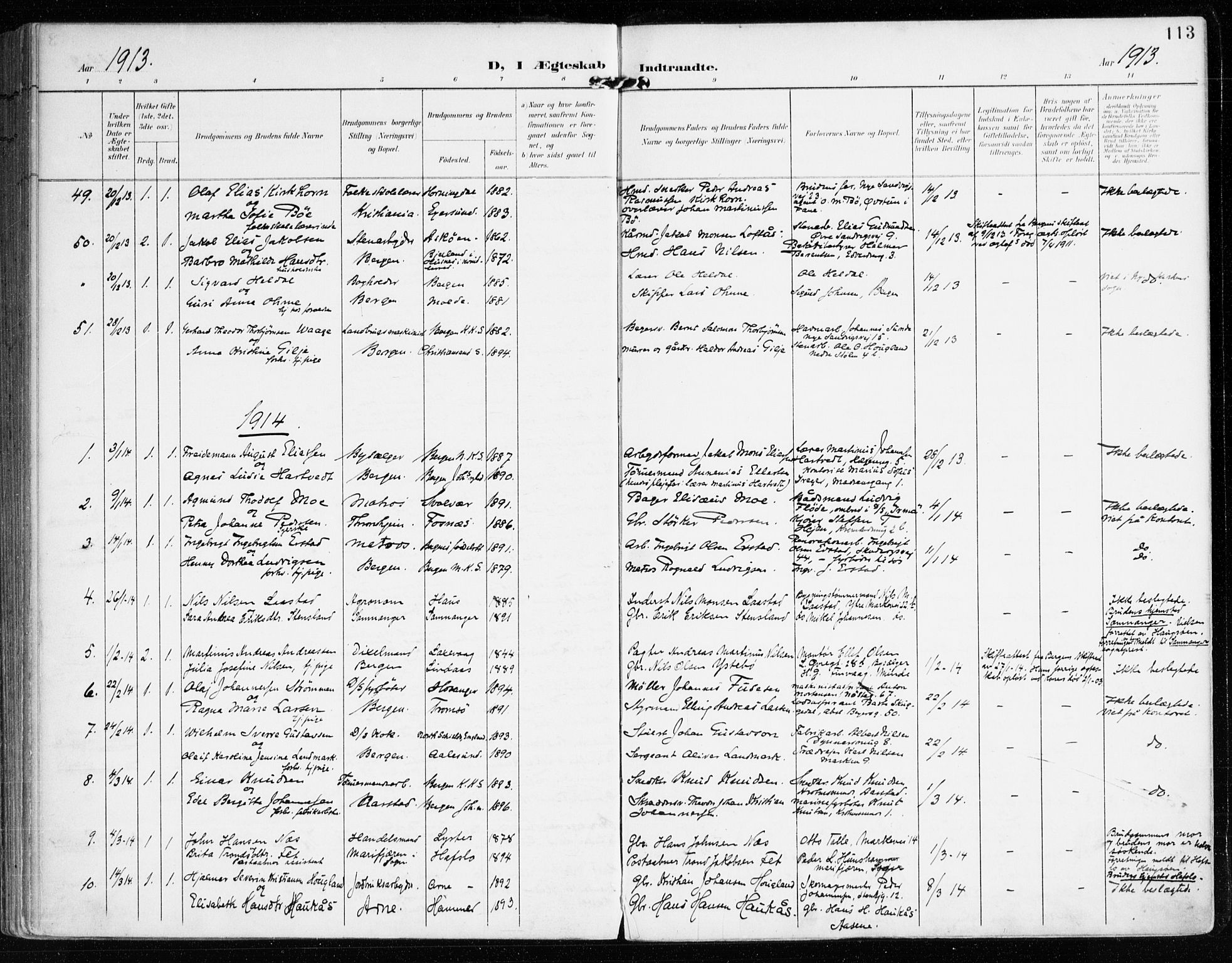 Mariakirken Sokneprestembete, SAB/A-76901/H/Haa/L0014: Parish register (official) no. C 2, 1900-1916, p. 113