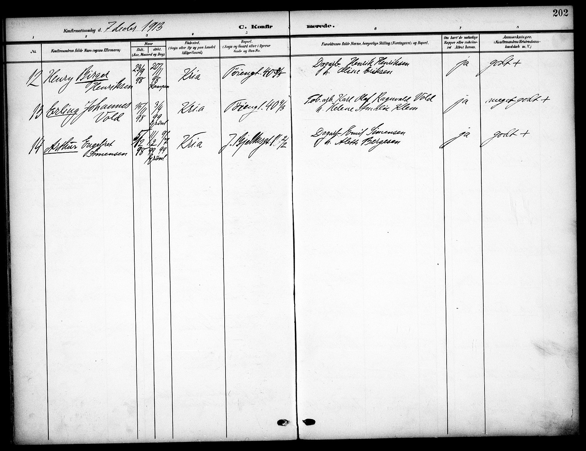 Tøyen prestekontor Kirkebøker, SAO/A-10167a/F/Fa/L0001: Parish register (official) no. 1, 1907-1916, p. 202